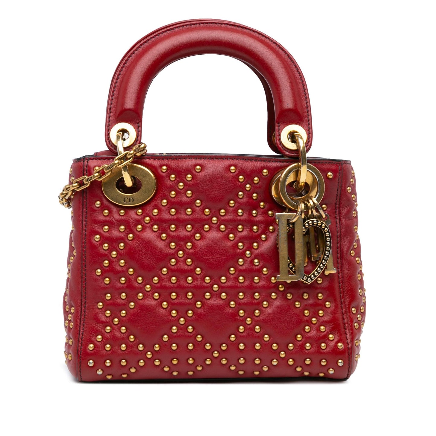 Dior Cannage Studded Supple Lady Satchel Bag Lambskin Mini Dior Shg Lkea29