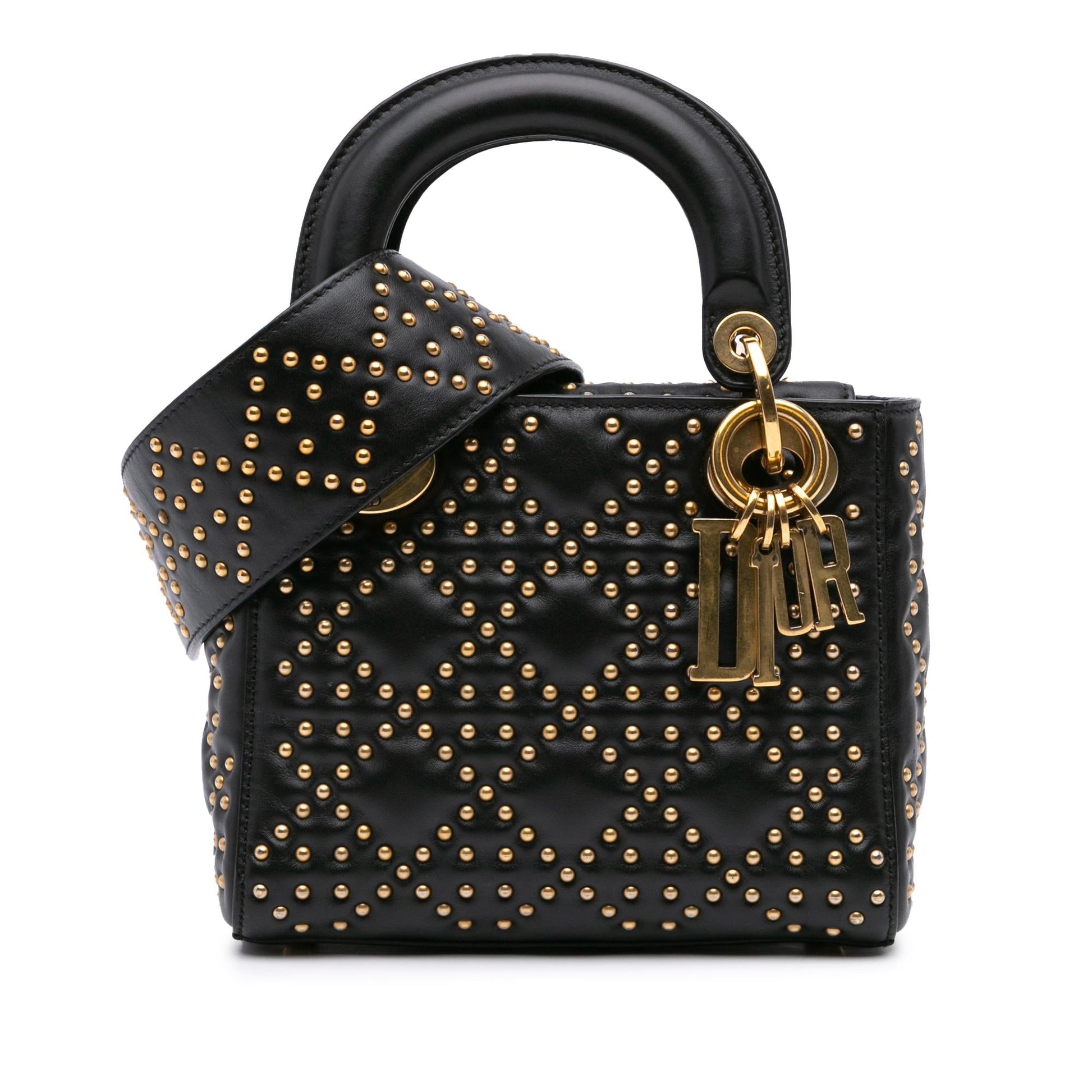 Dior Cannage Studded Supple Lady Satchel Bag Lambskin Mini Supple Lady Dior