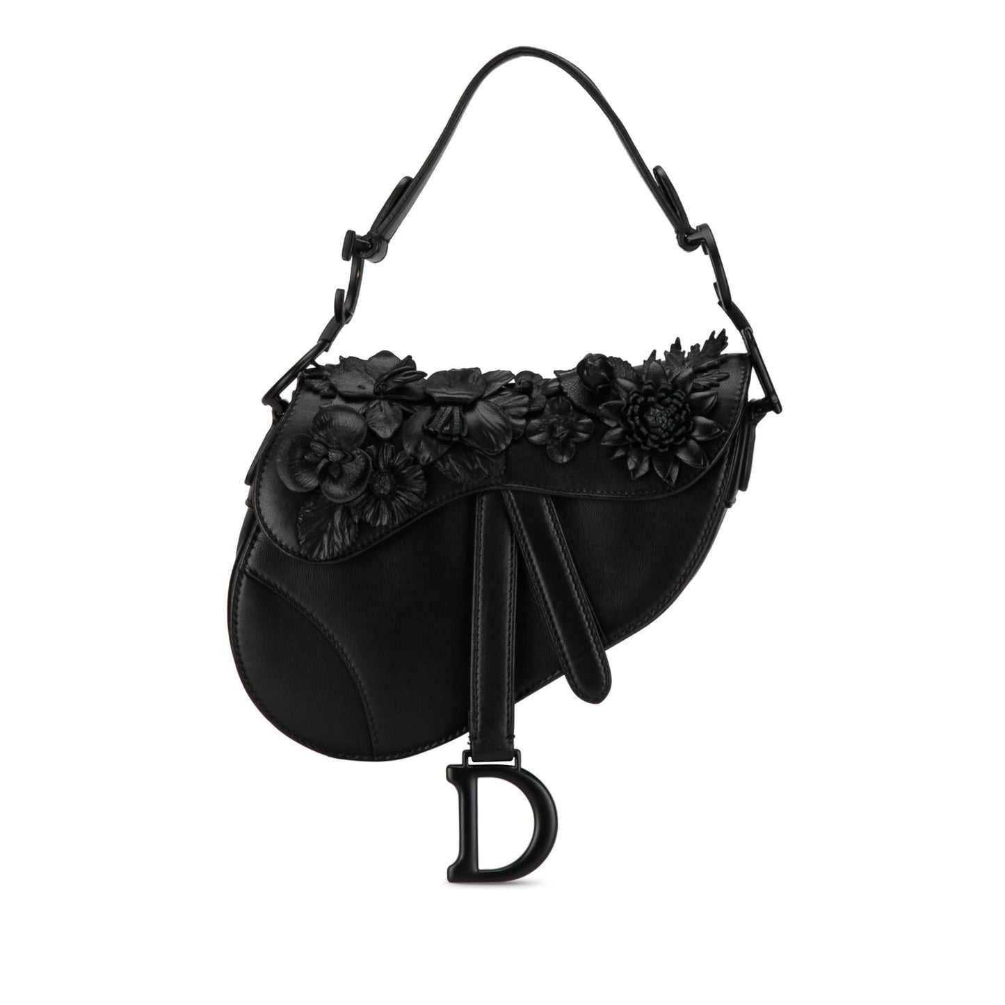 Dior Floral Applique Saddle Shg Pauicp Shoulder Bag Lambskin Mini