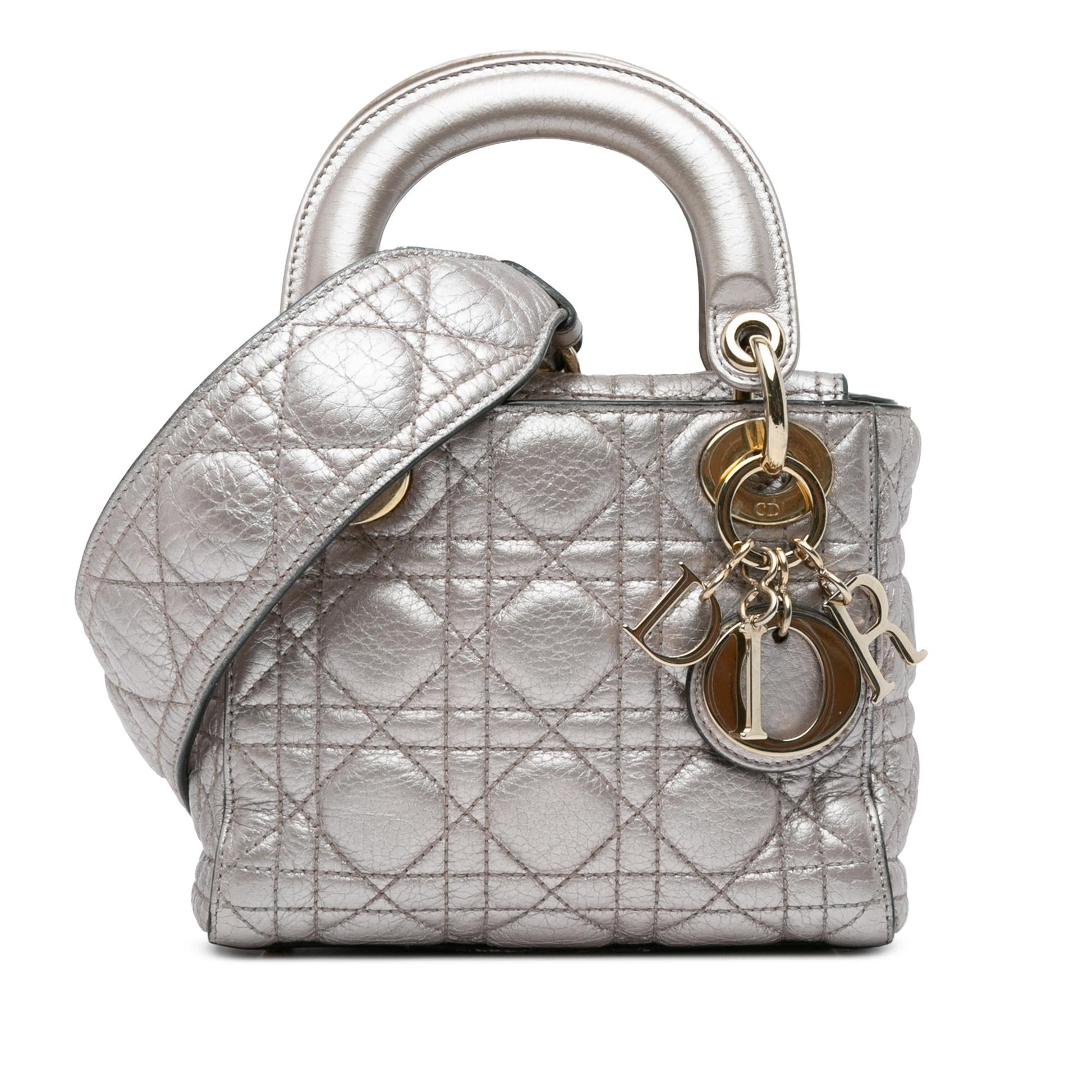 Dior Metallic Calfskin Cannage Supple Lady Shg Shuv66 Satchel Mini Satchel Bag