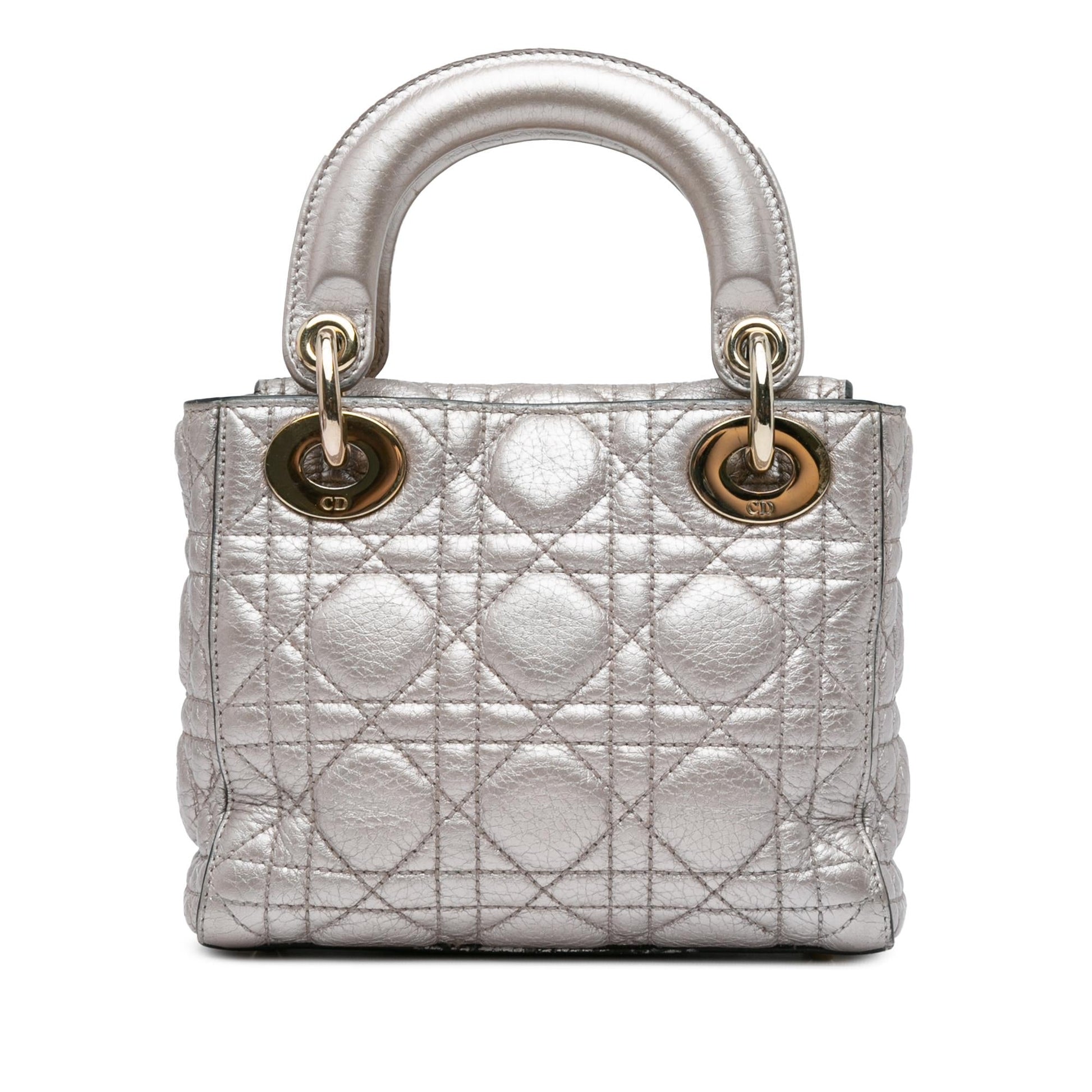 Dior Metallic Calfskin Cannage Supple Lady Shg Dpy Satchel Mini Satchel Bag