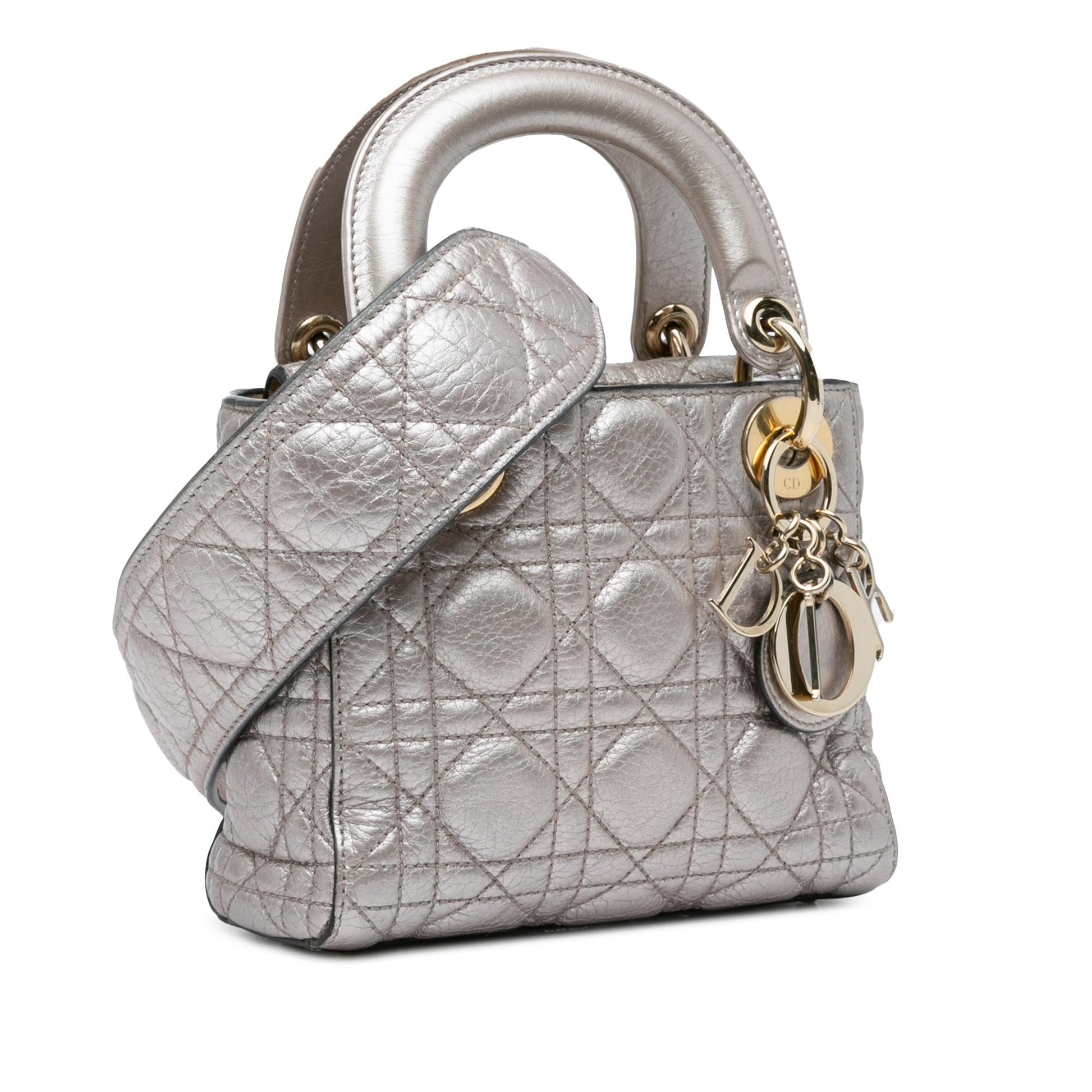 Dior Metallic Calfskin Cannage Supple Lady Shg Dpy Satchel Mini Satchel Bag