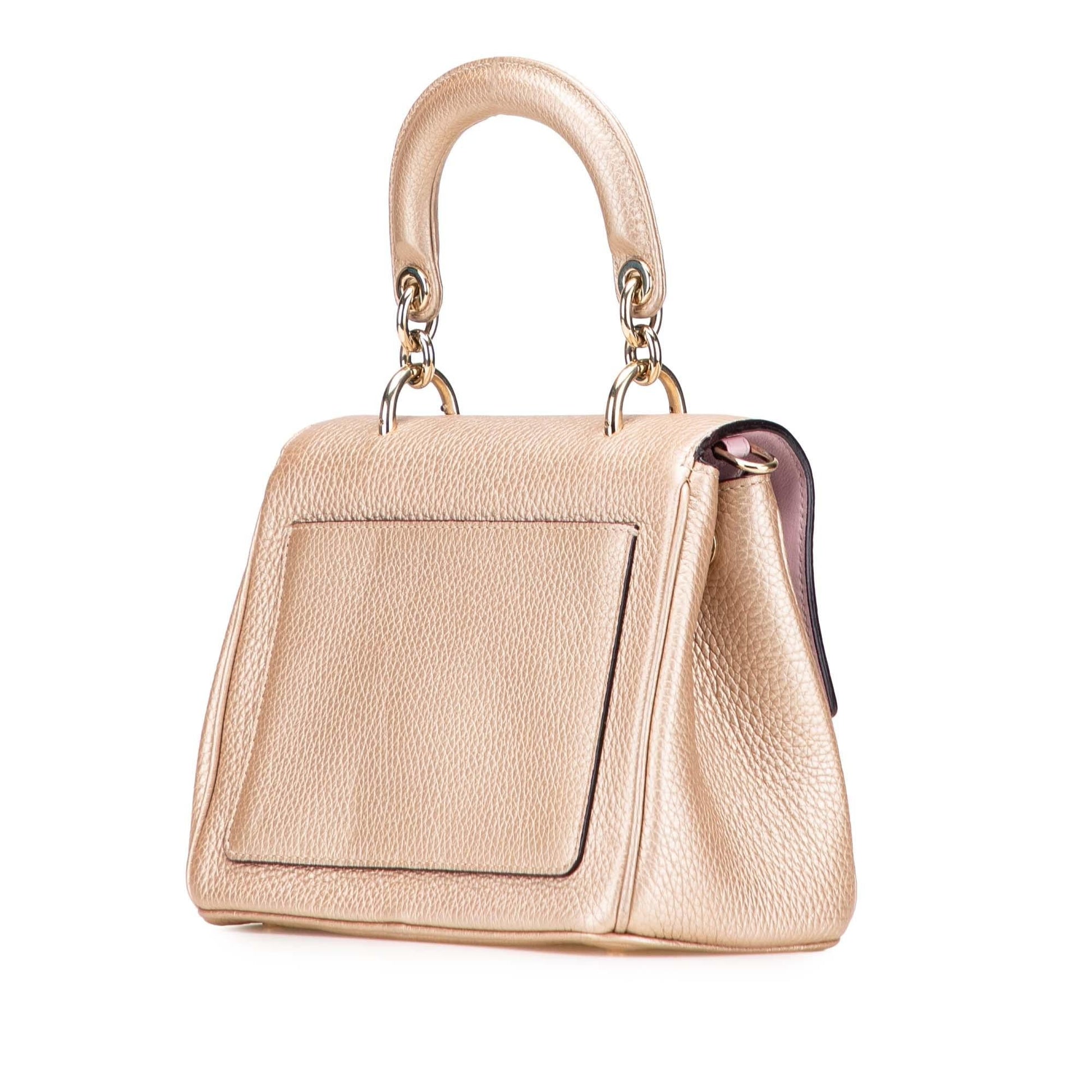 Dior Metallic Grained Calfskin Be Satchel Bag Mini Flap