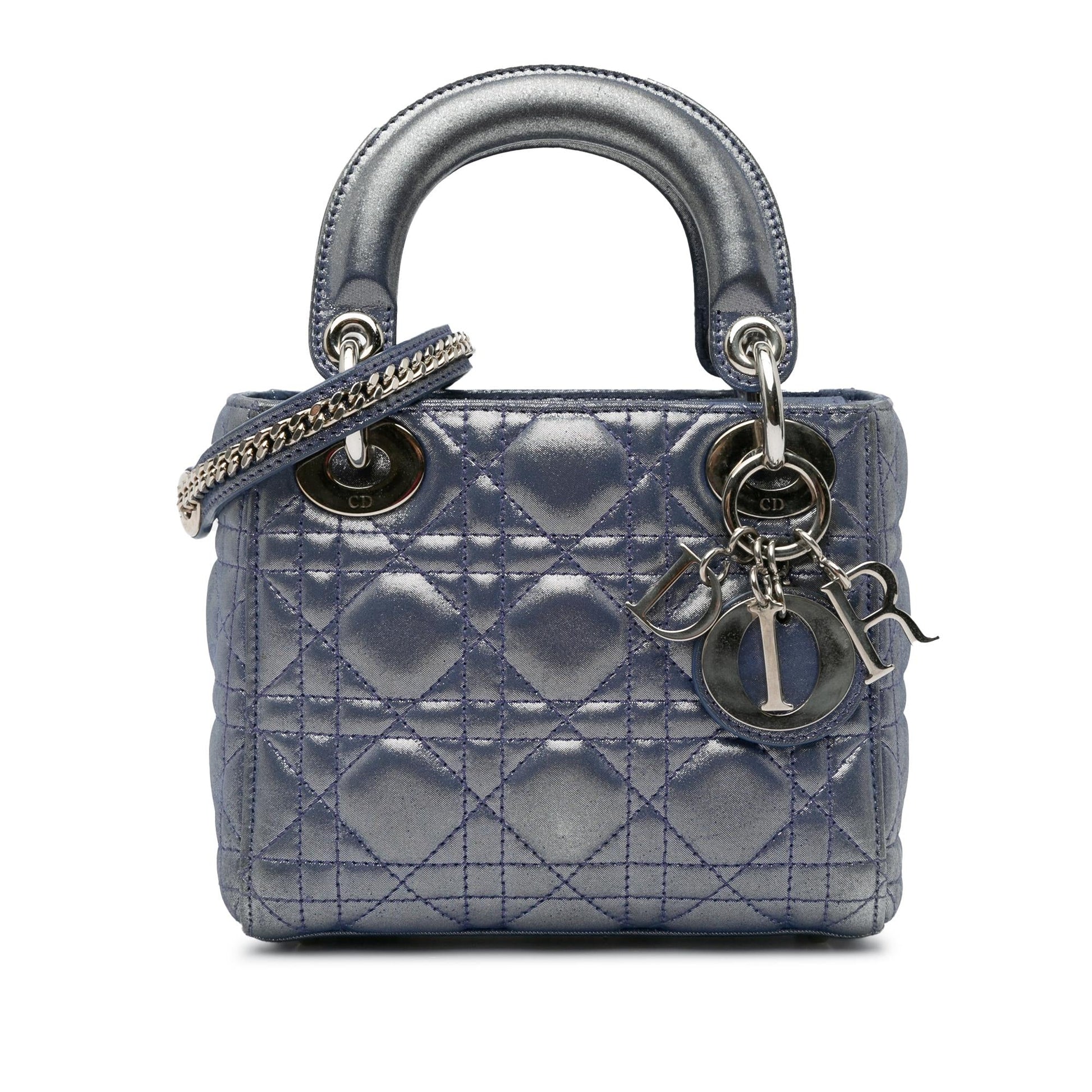 Dior Metallic Cannage Lady Shg Satchel Bag Lambskin Mini