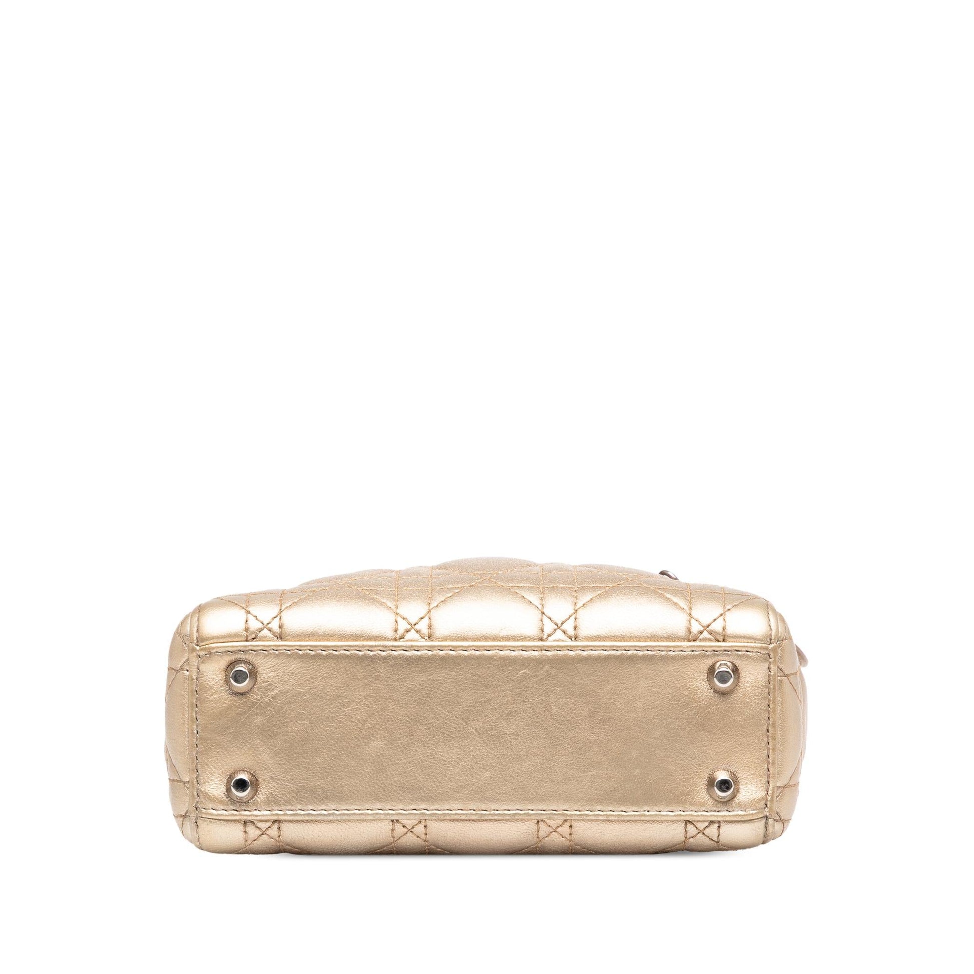 Dior Metallic Cannage Lady Satchel Bag Lambskin Mini Lady Dior 1
