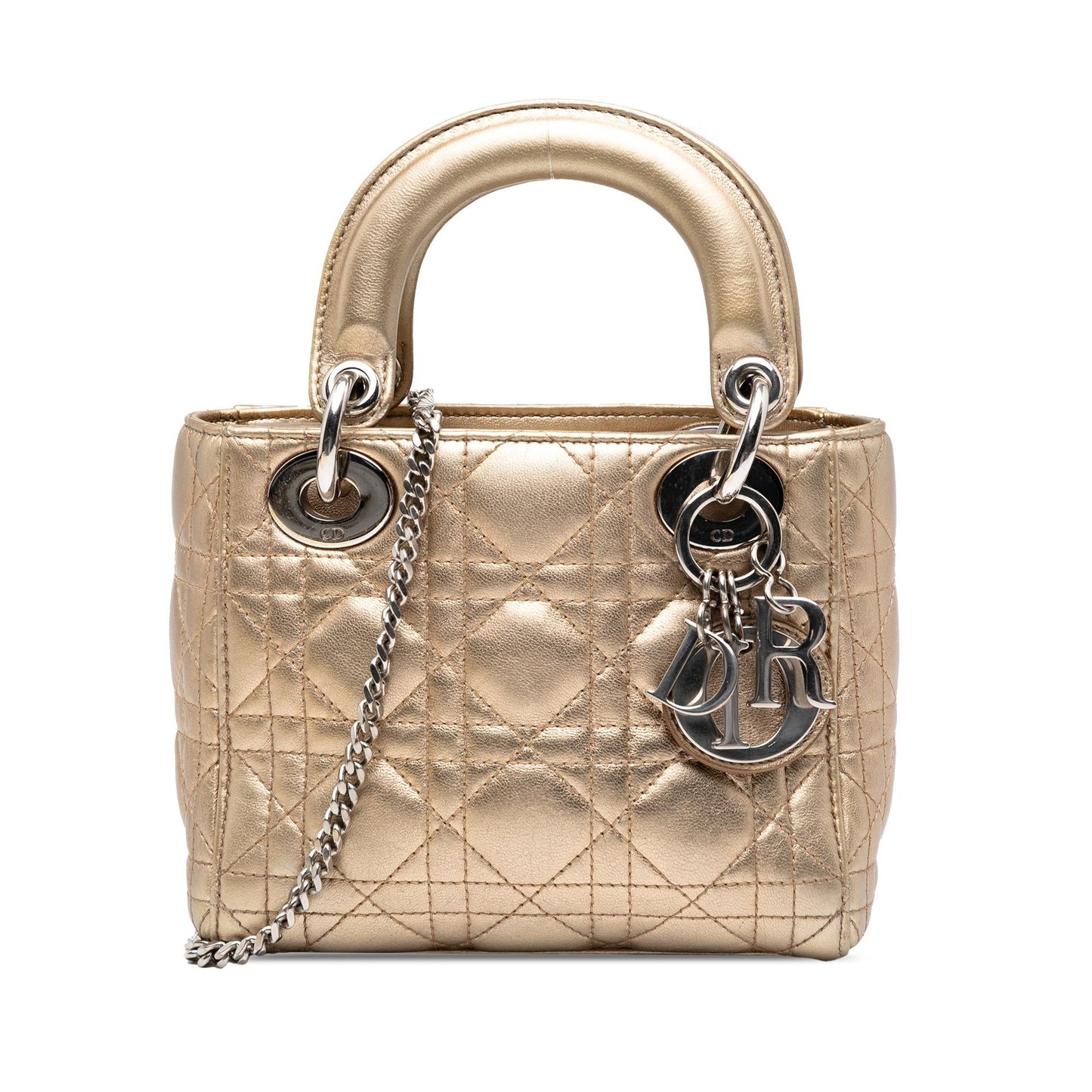 Dior Metallic Cannage Lady Satchel Bag Lambskin Mini Lady Dior 1