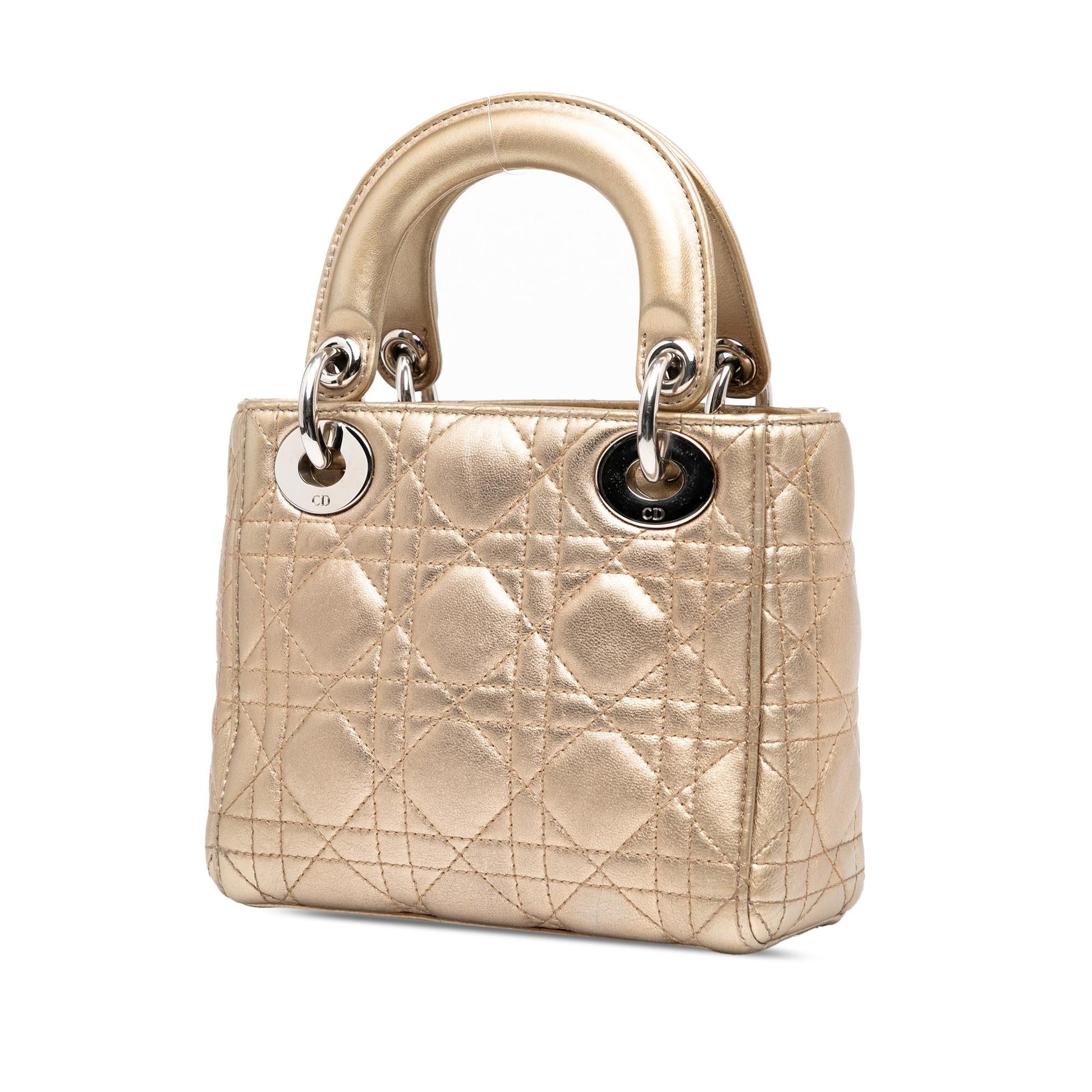 Dior Metallic Cannage Lady Satchel Bag Lambskin Mini Lady Dior 1