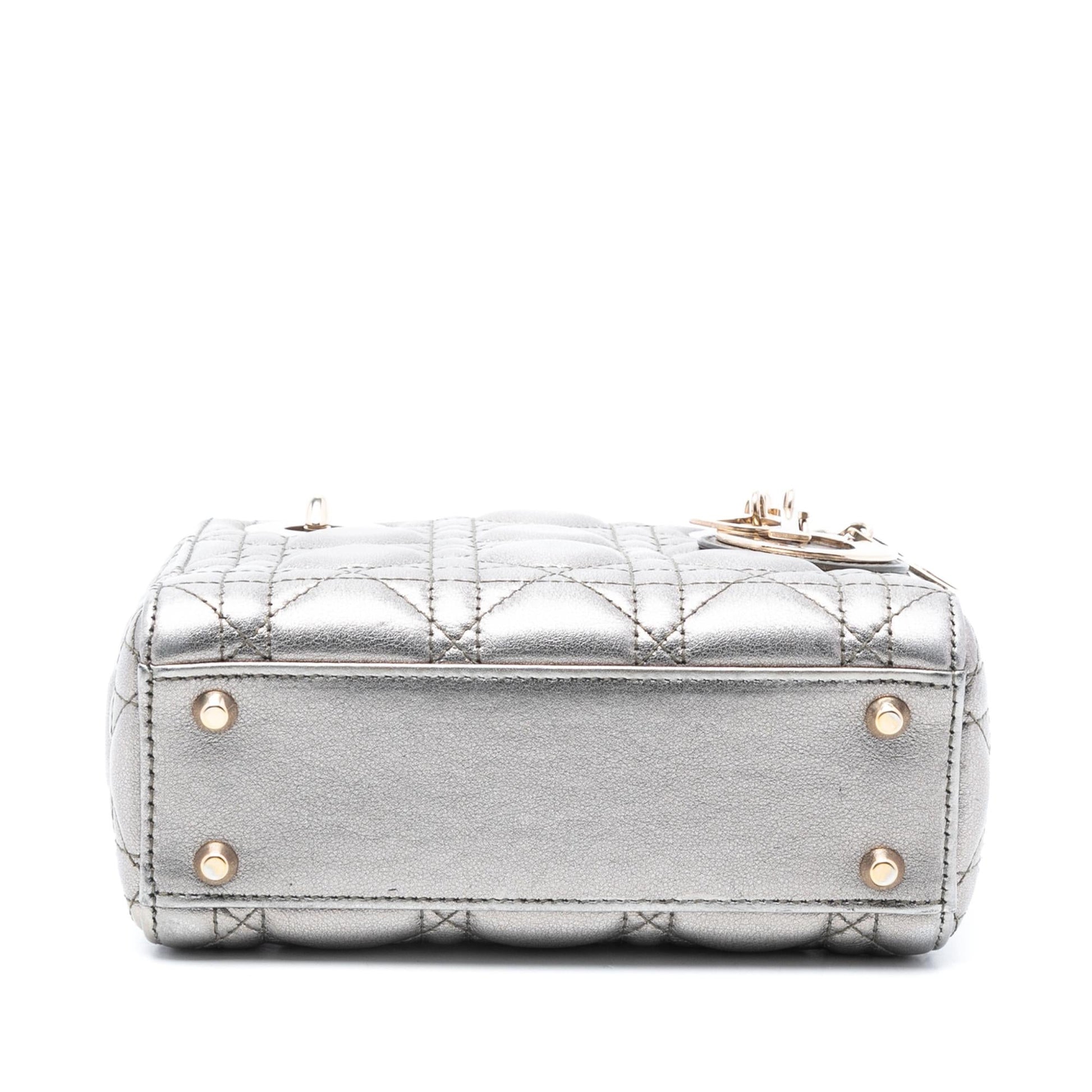 Dior Metallic Cannage Lady Satchel Bag Lambskin Mini Lady Dior 3