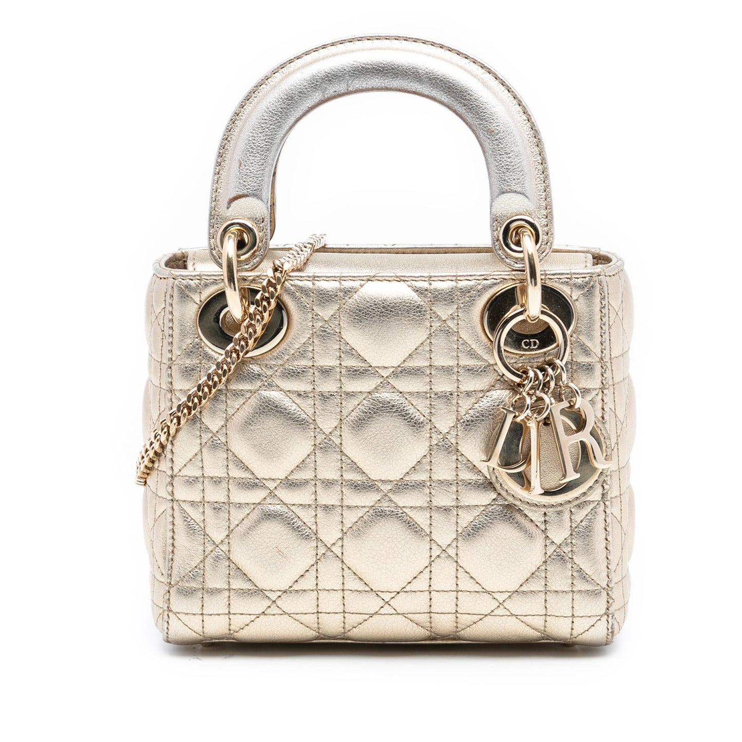 Dior Metallic Cannage Lady Satchel Bag Lambskin Mini Lady Dior 4