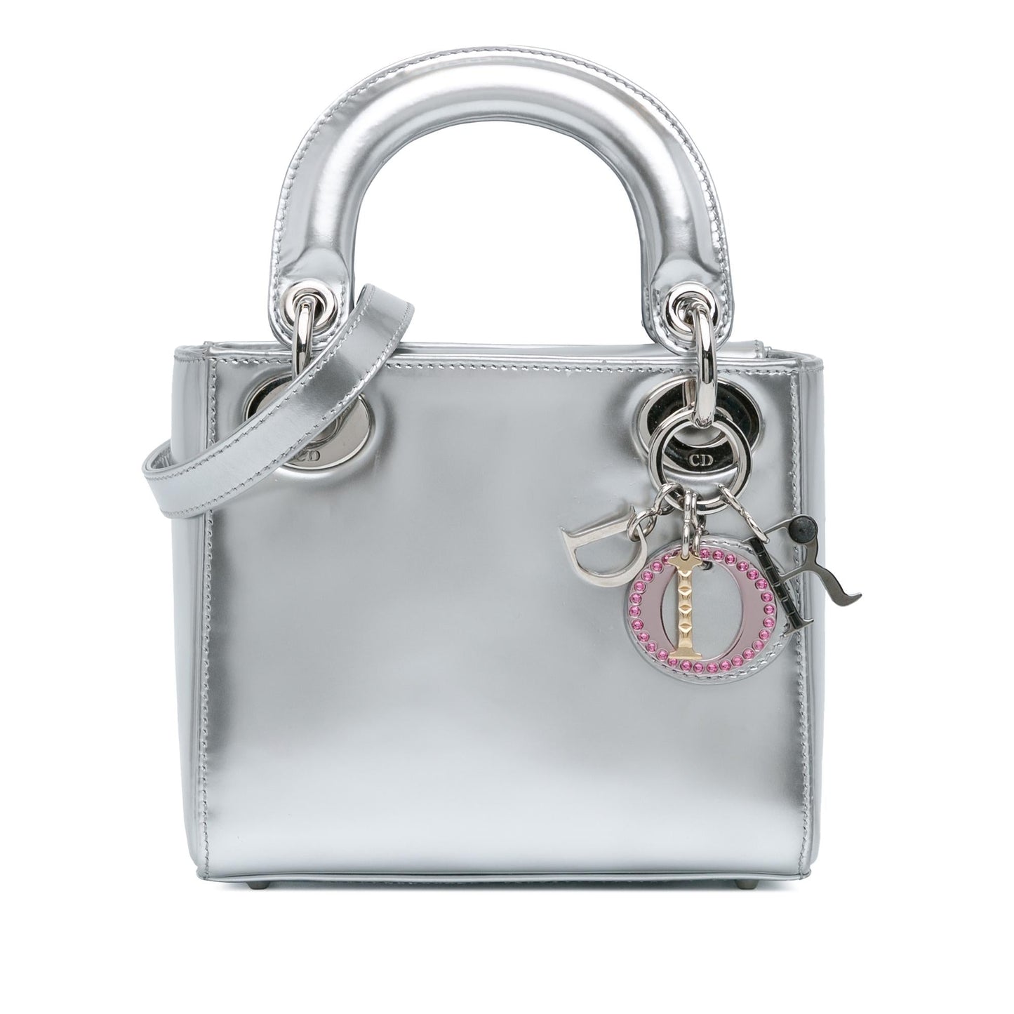 Dior Metallic Lady Satchel Bag Patent Mini