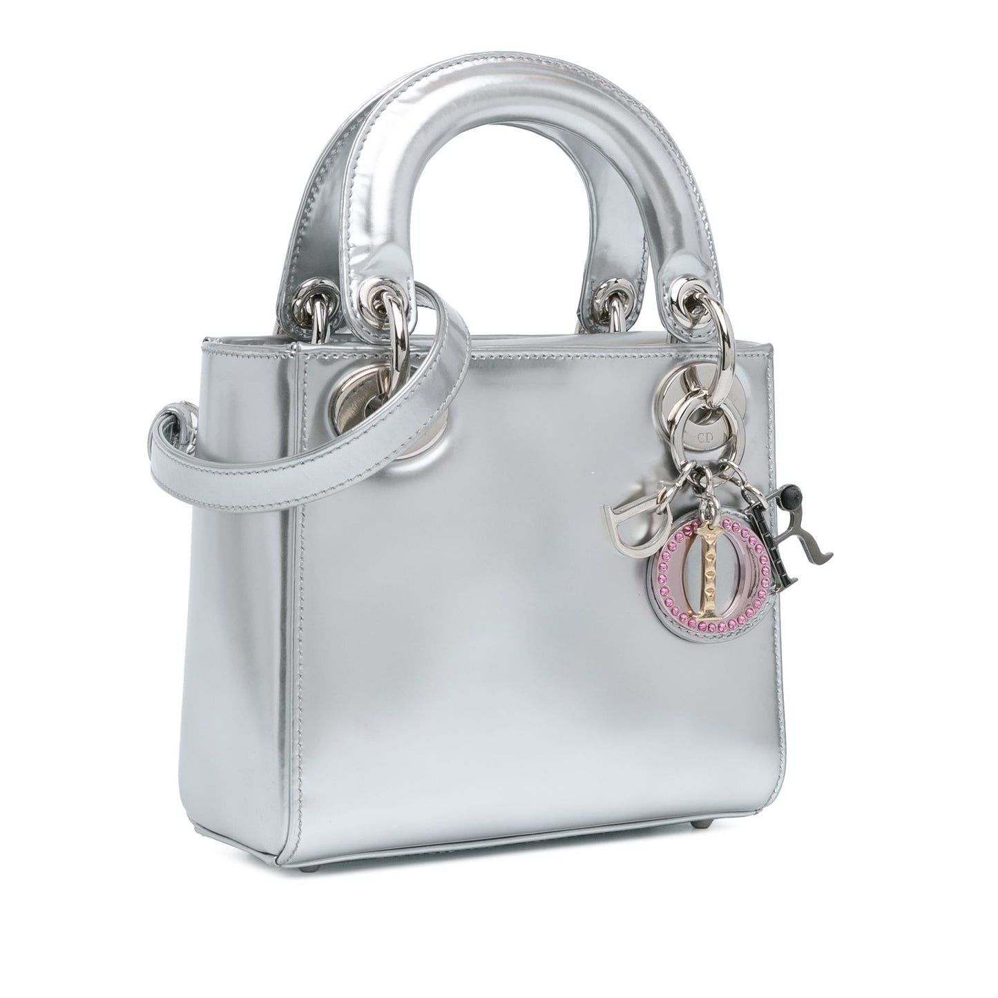 Dior Metallic Lady Satchel Bag Patent Mini