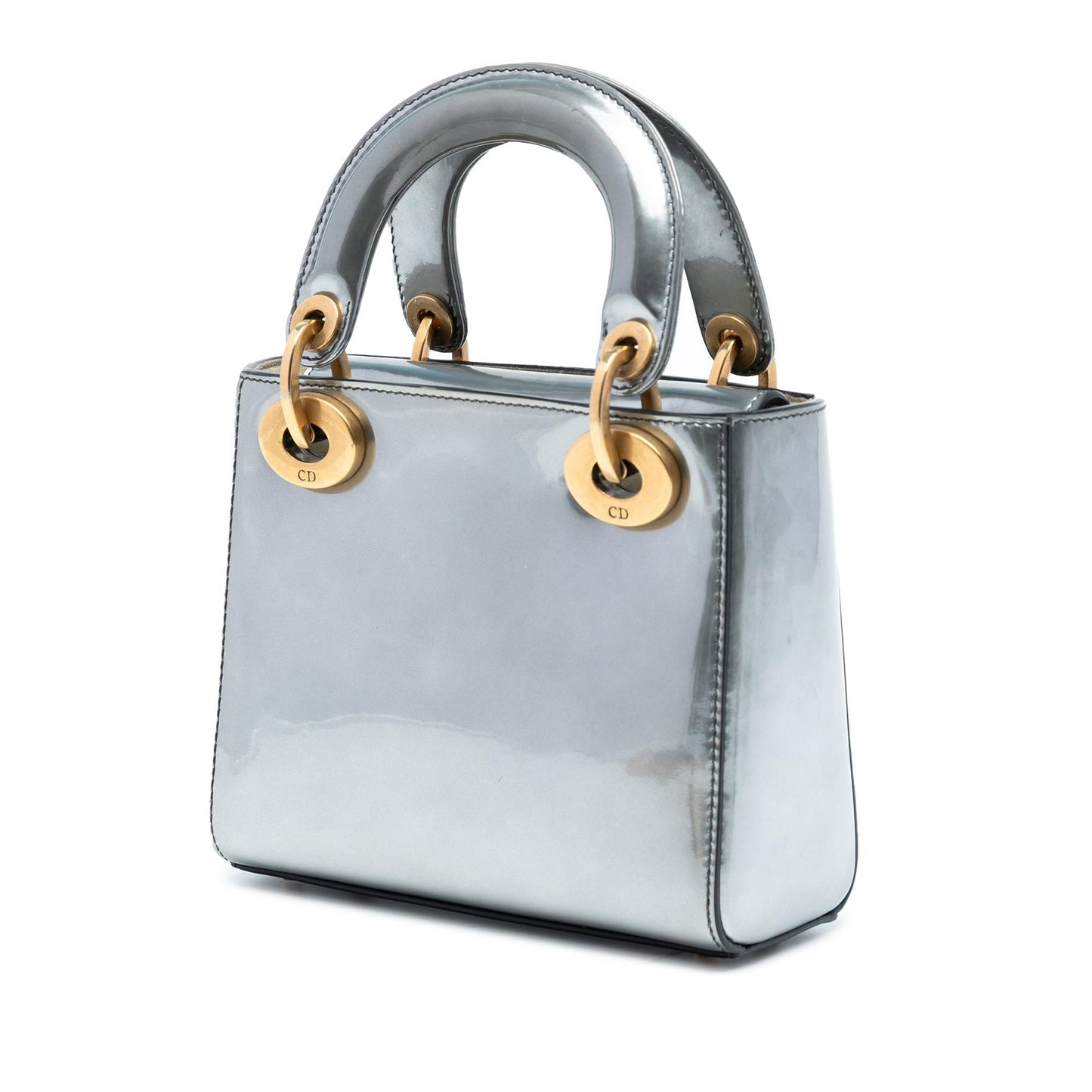 Dior Metallic Lady Satchel Bag Patent Mini Patent Lady Dior