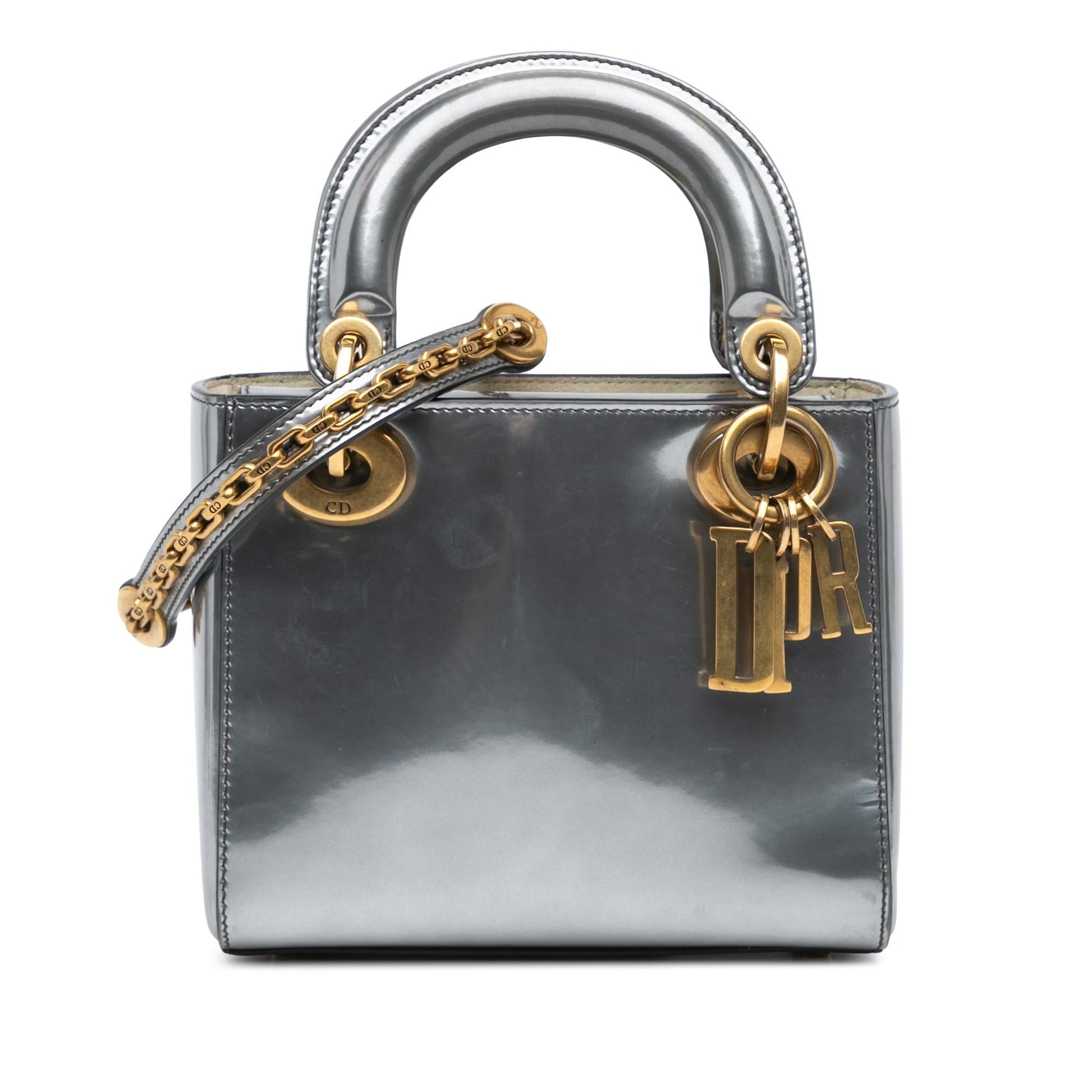 Dior Metallic Lady Satchel Bag Patent Mini Lady Dior 1