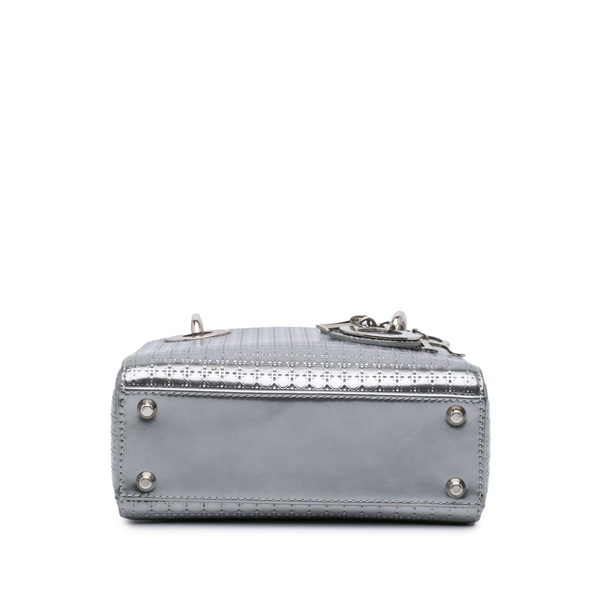Dior Metallic Microcannage Lady Satchel Bag Patent Mini