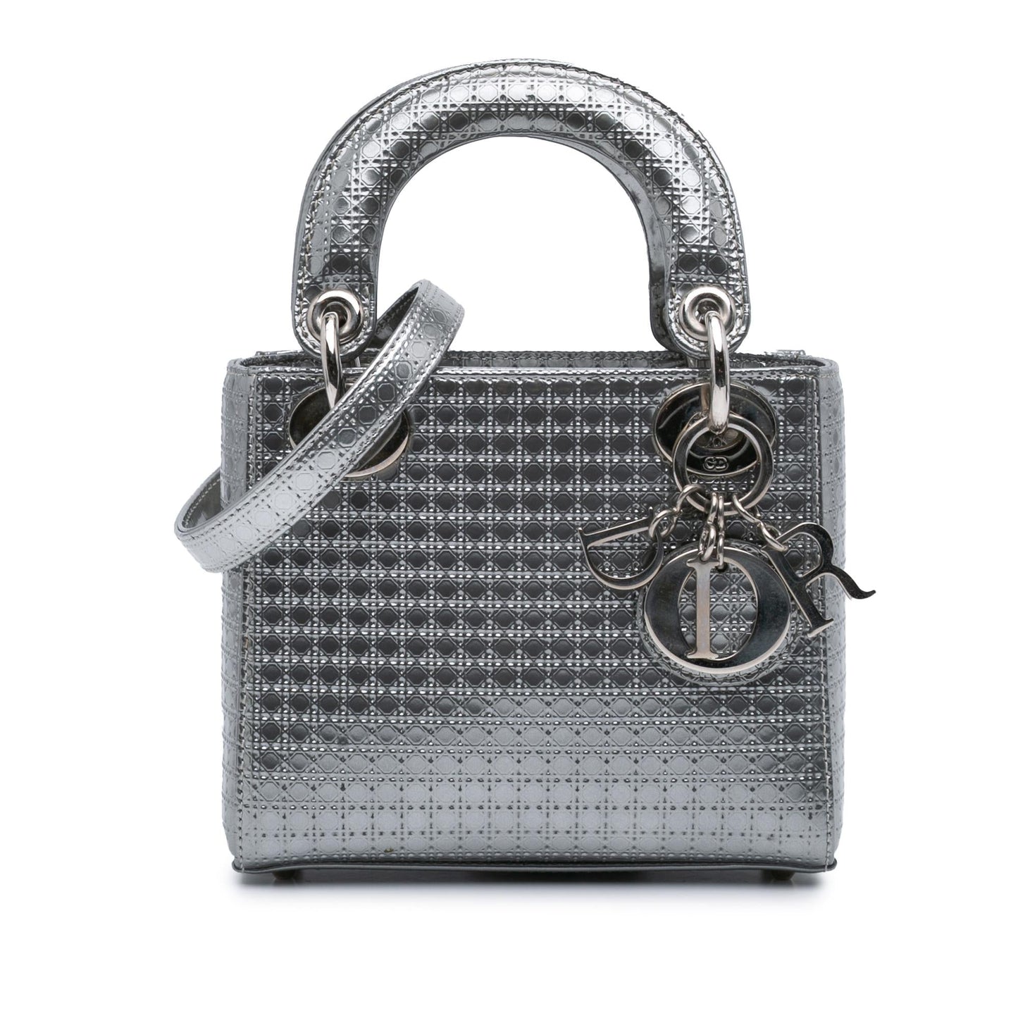 Dior Metallic Microcannage Lady Satchel Bag Patent Mini