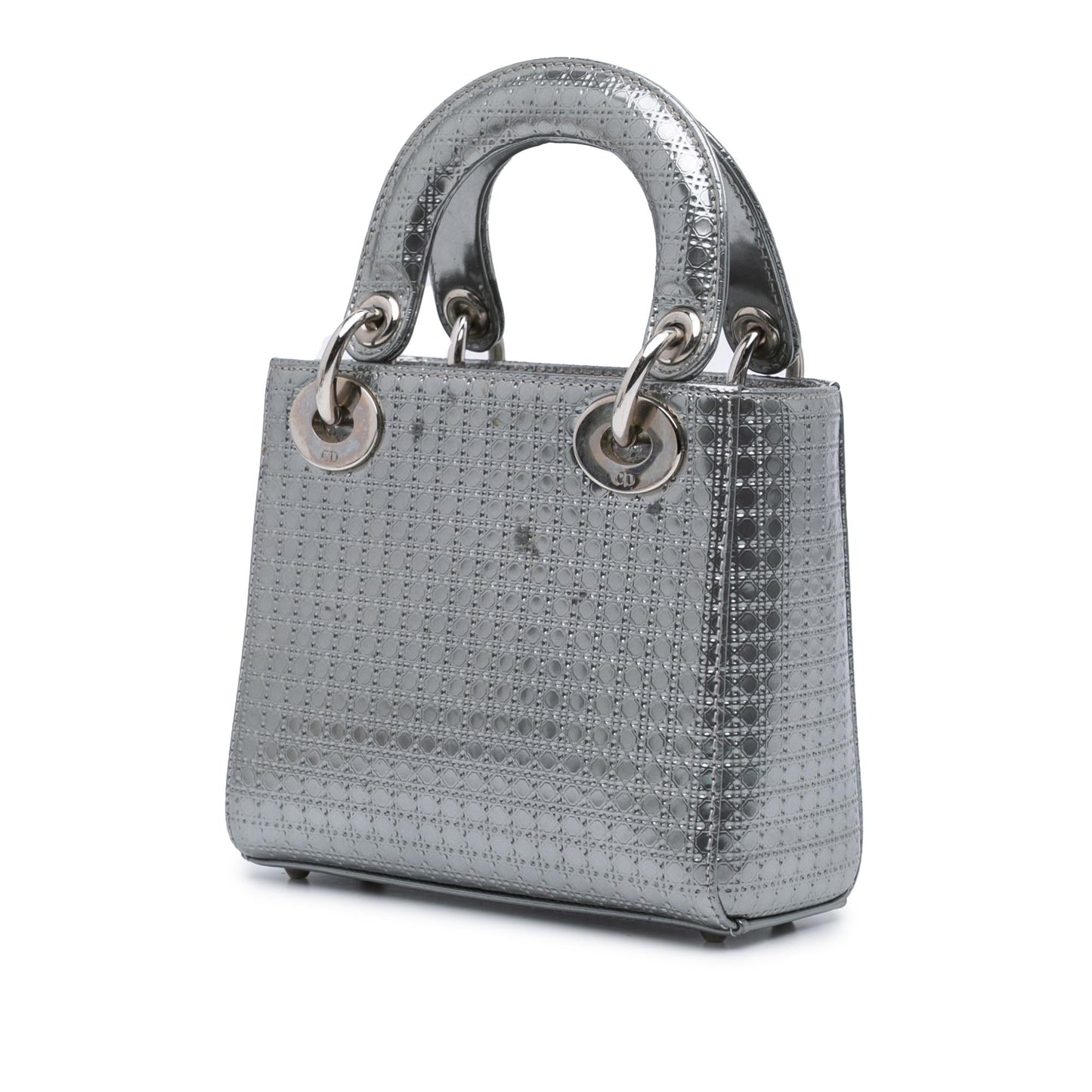Dior Metallic Microcannage Lady Satchel Bag Patent Mini