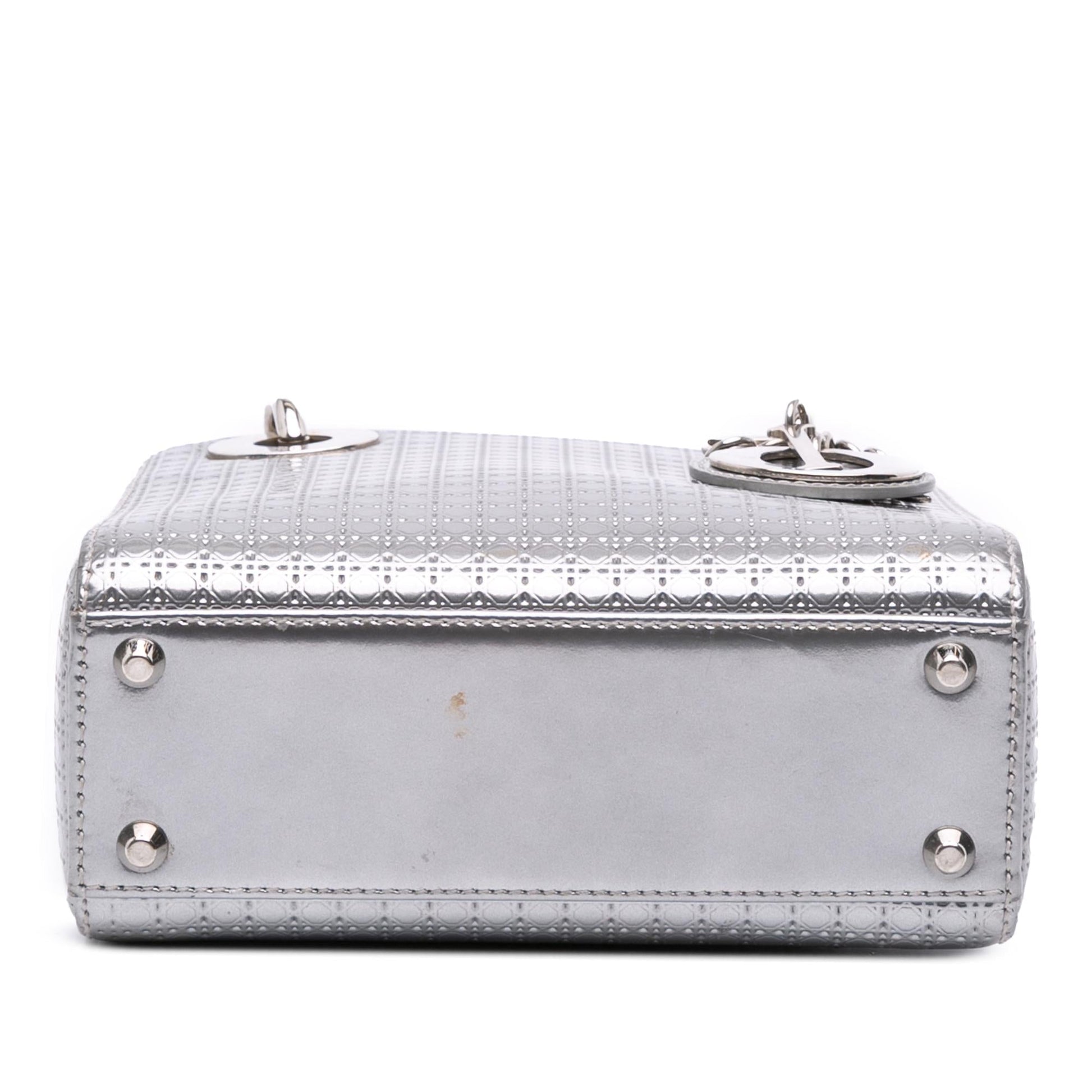 Dior Metallic Microcannage Lady Satchel Bag Patent Mini Lady Dior 2