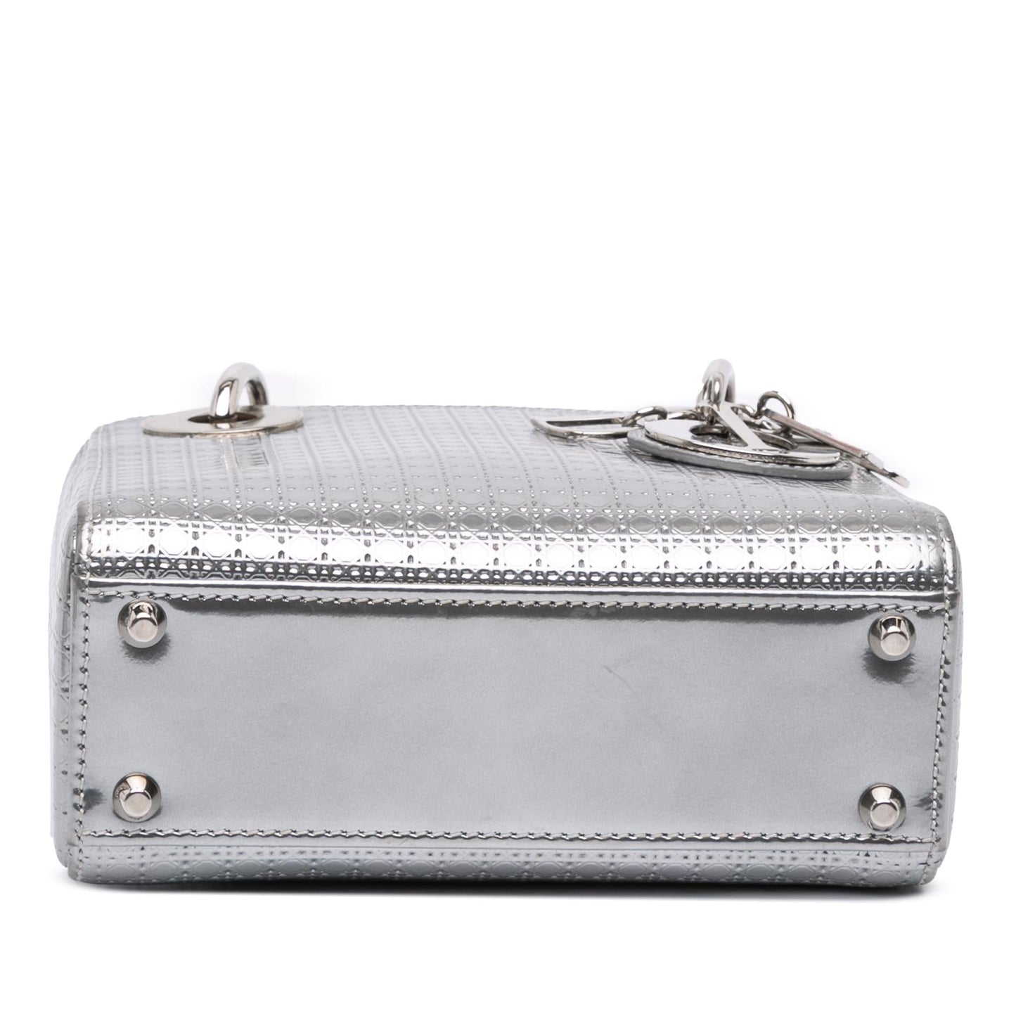 Dior Metallic Microcannage Lady Satchel Bag Patent Mini Lady Dior 3