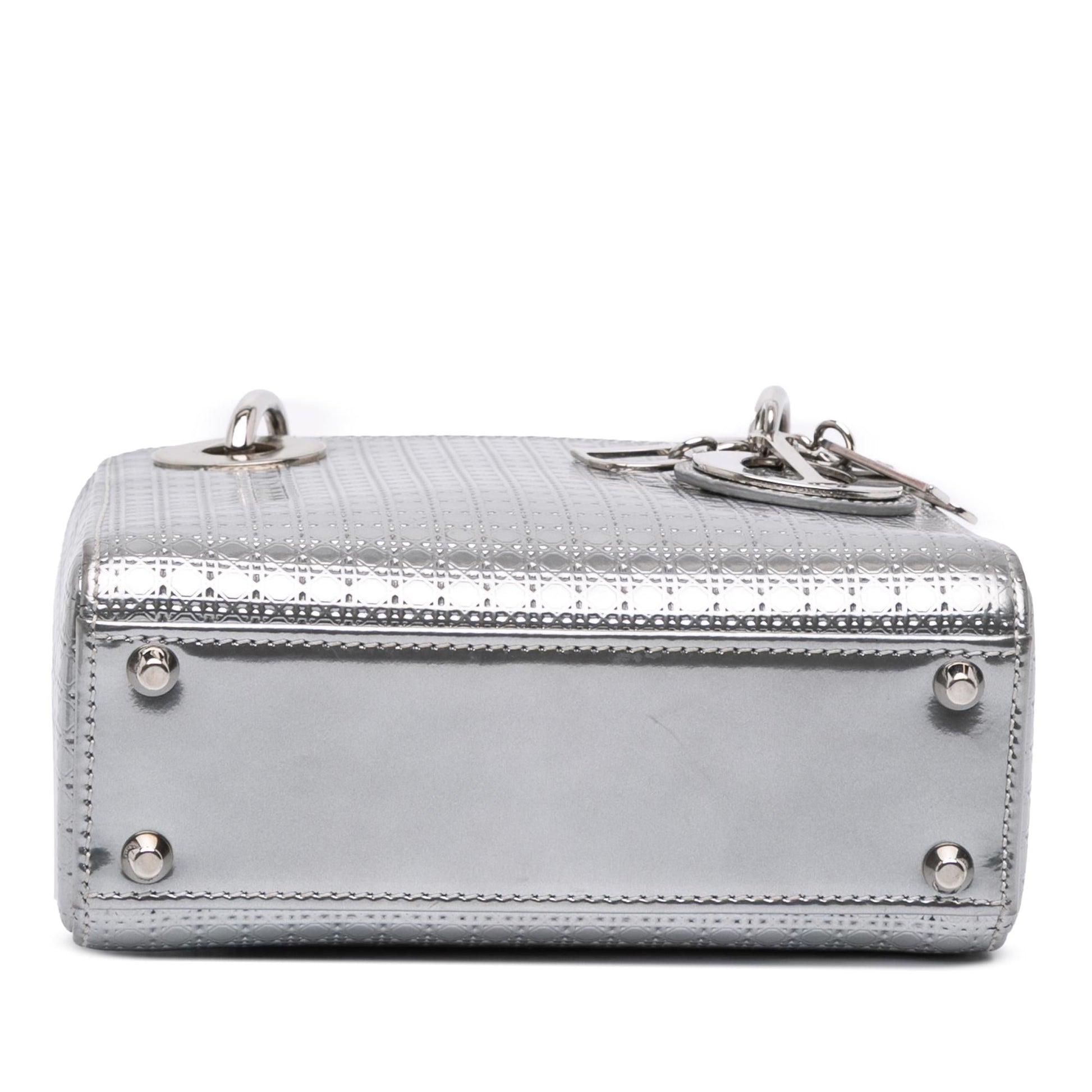 Dior Metallic Microcannage Lady Satchel Bag Patent Mini Lady Dior 3