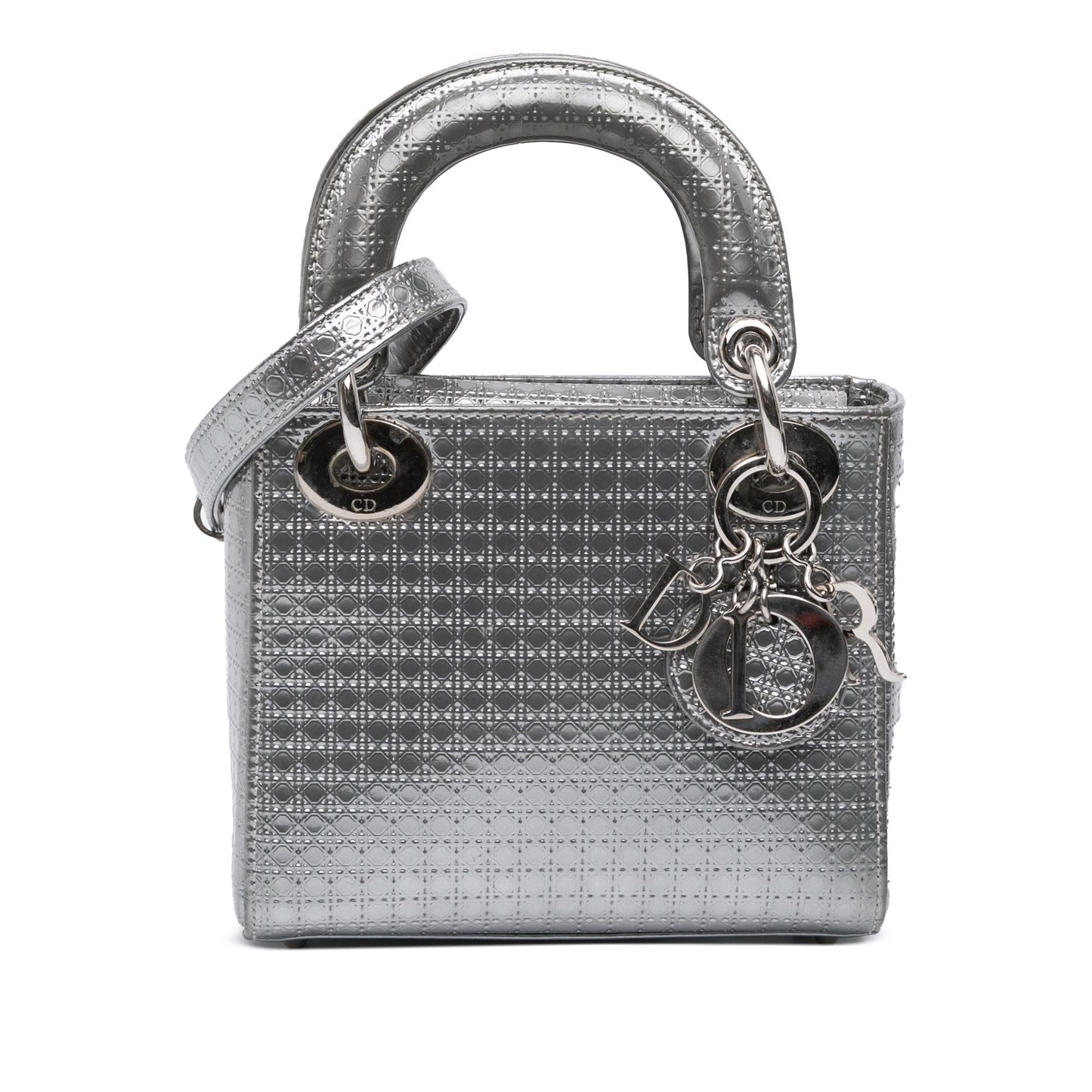 Dior Metallic Microcannage Lady Satchel Bag Patent Mini Lady Dior 3