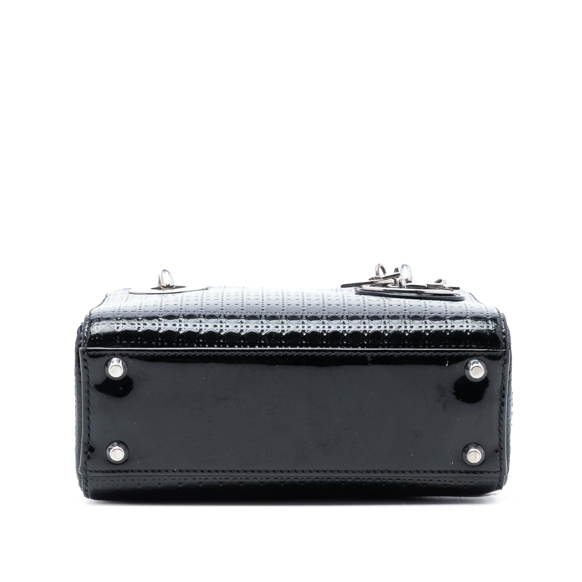 Dior Metallic Microcannage Lady Satchel Bag Patent Mini Lady Dior 5