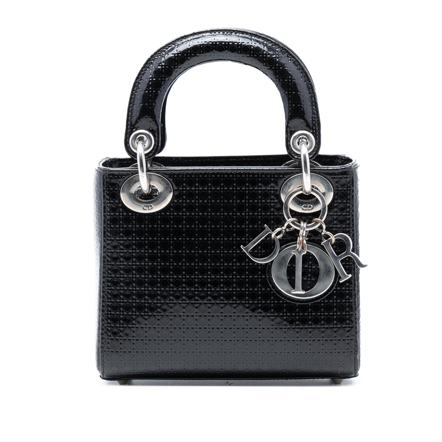Dior Metallic Microcannage Lady Satchel Bag Patent Mini Lady Dior 5
