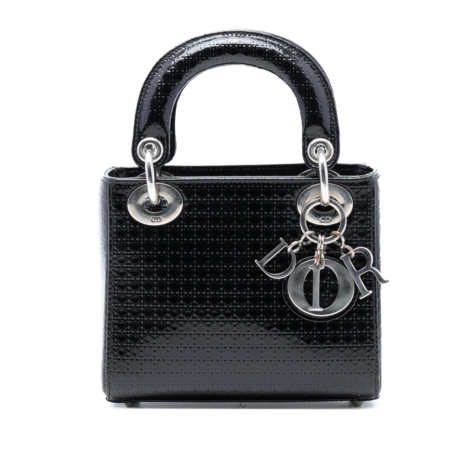 Dior Metallic Microcannage Lady Satchel Bag Patent Mini Lady Dior 5