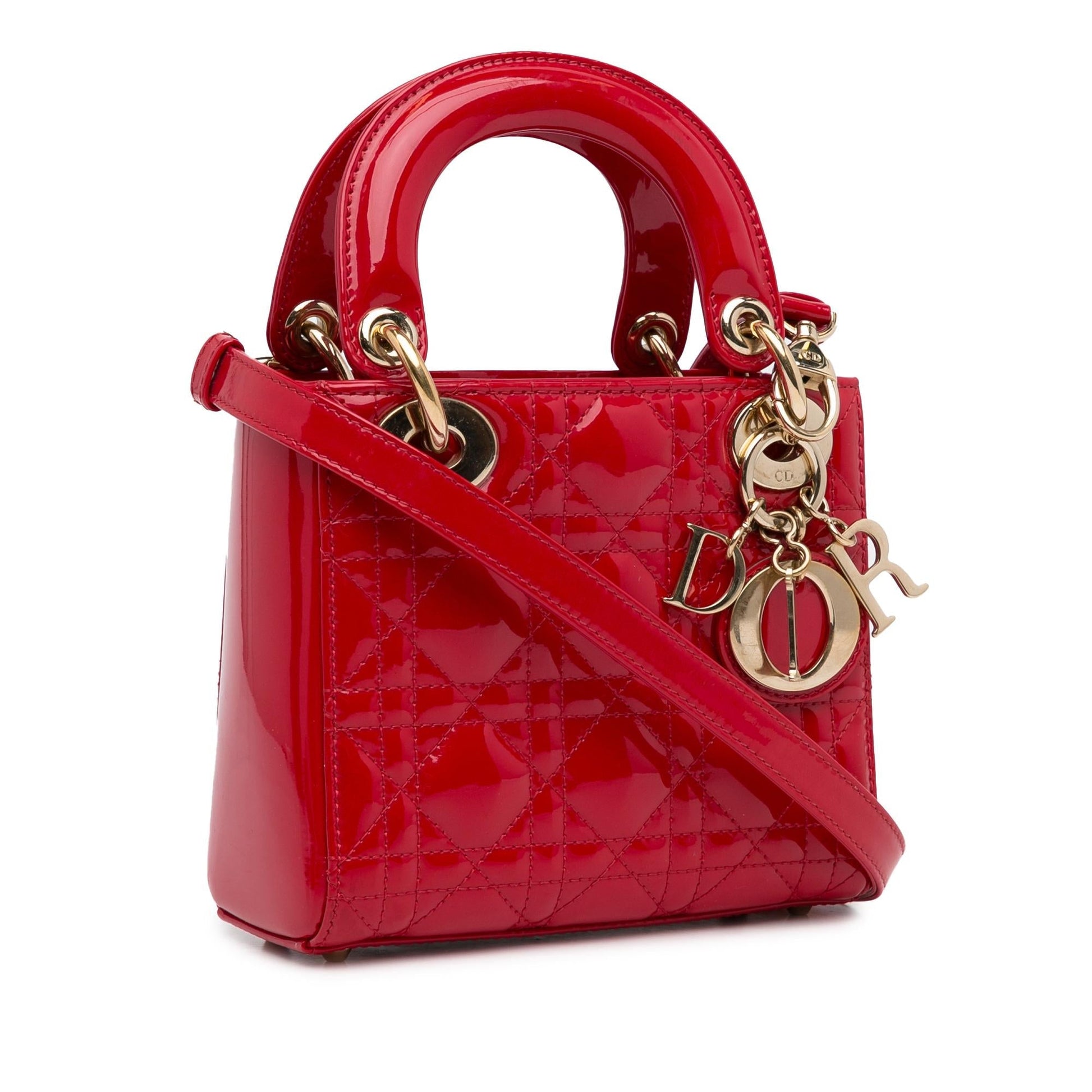 Dior Cannage Lady Shg Mq5Mlx Satchel Bag Patent Mini