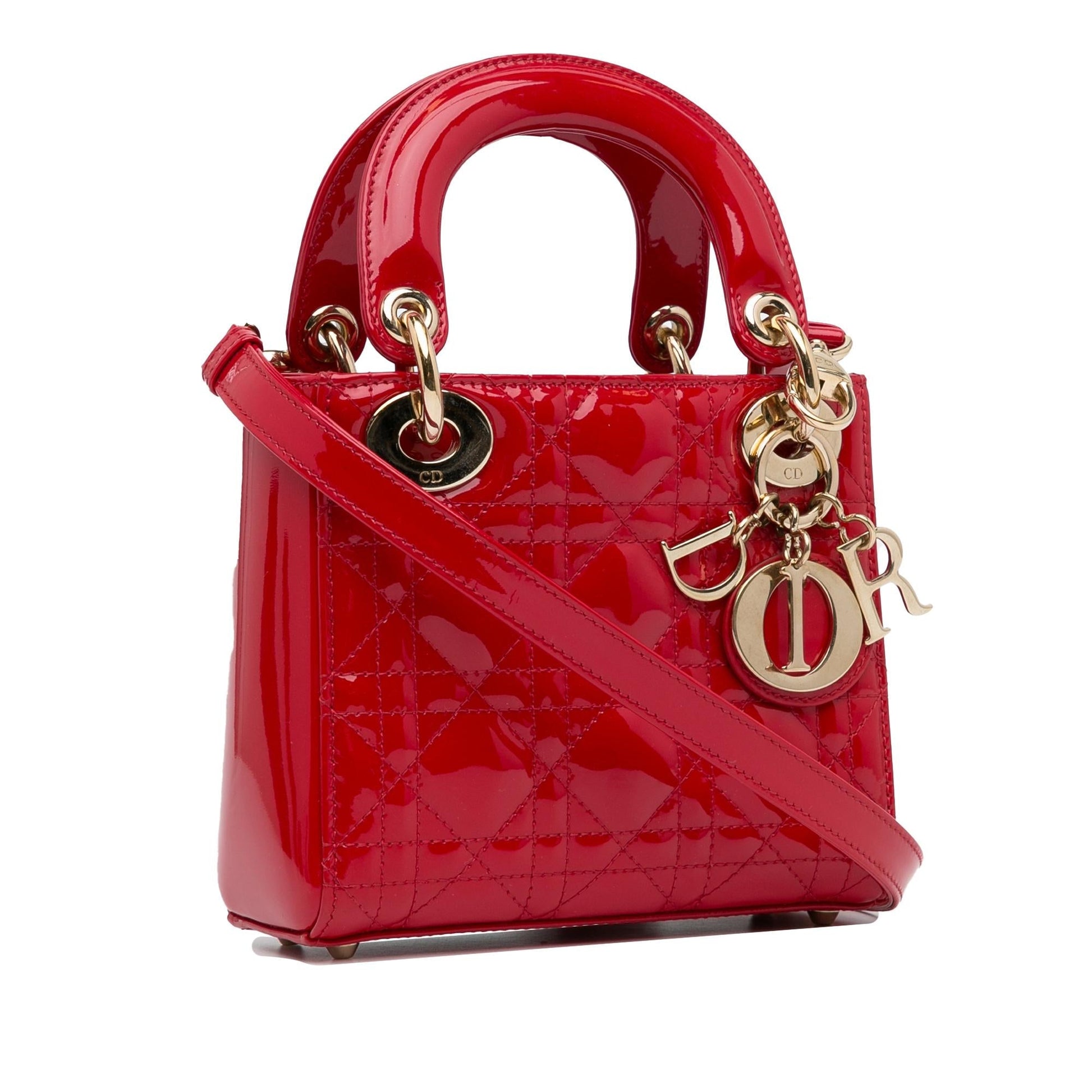 Dior Cannage Lady Shg P63Gtn Satchel Bag Patent Mini