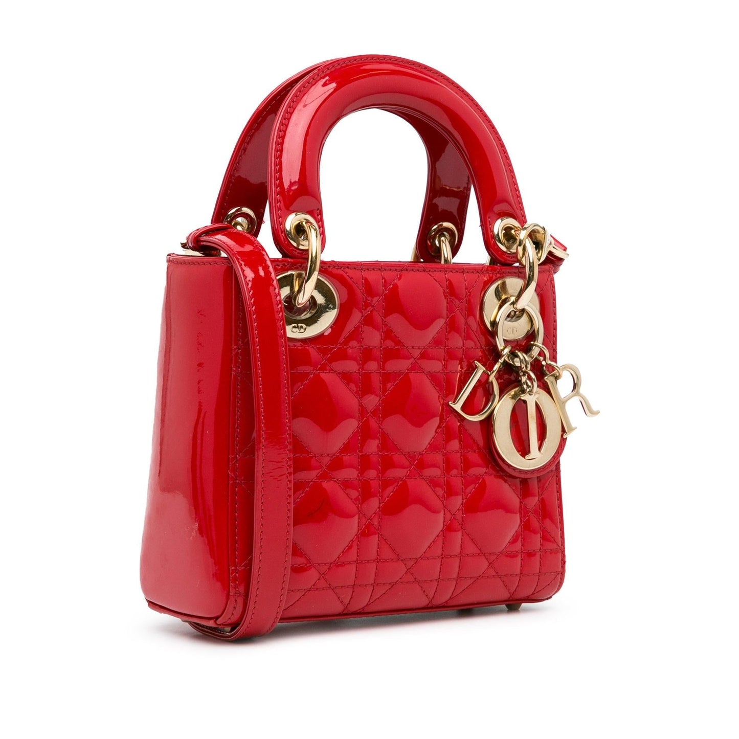 Dior Cannage Lady Shg Vukhxa Satchel Bag Patent Mini