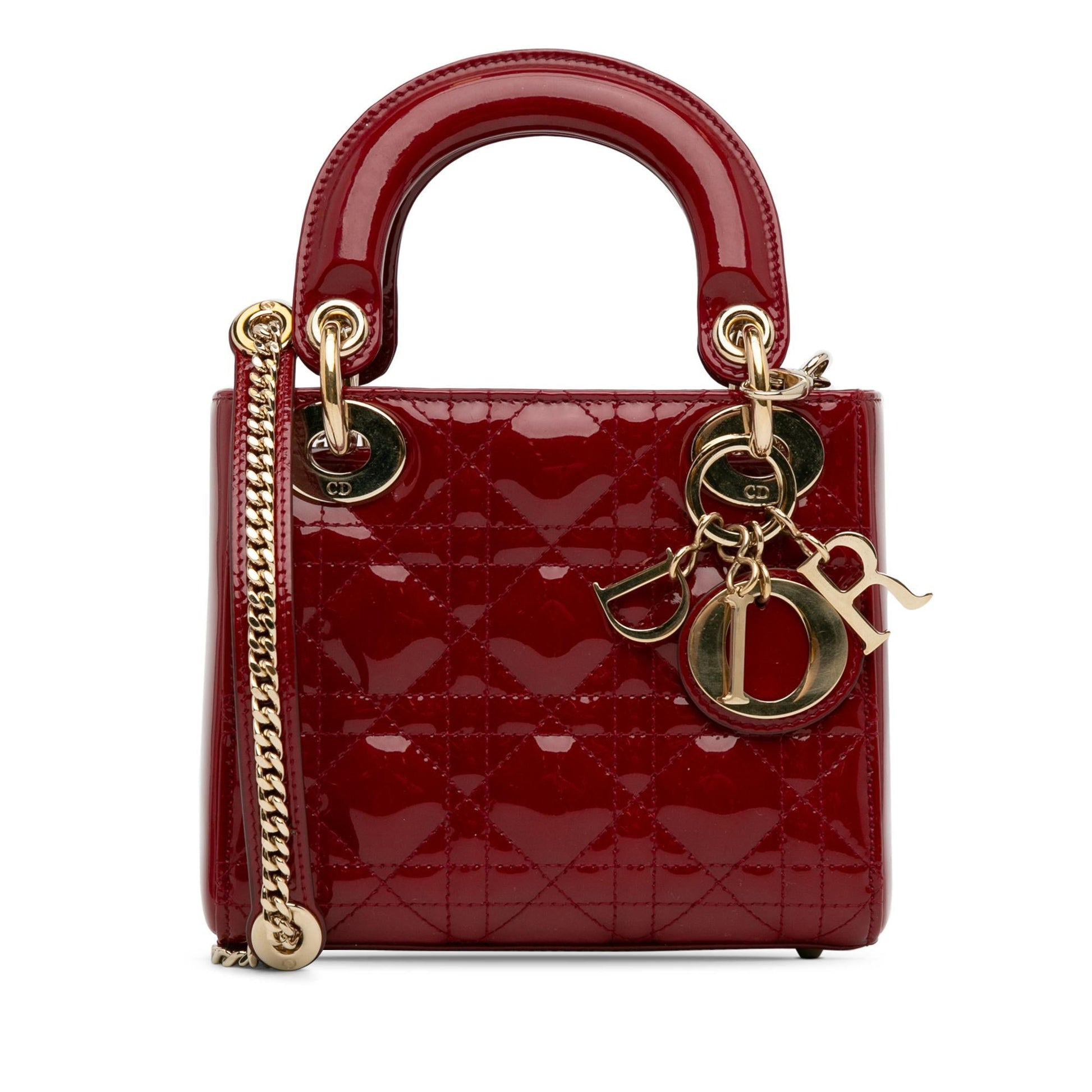 Dior Cannage Lady Shg Ytu7Jk Satchel Bag Patent Mini