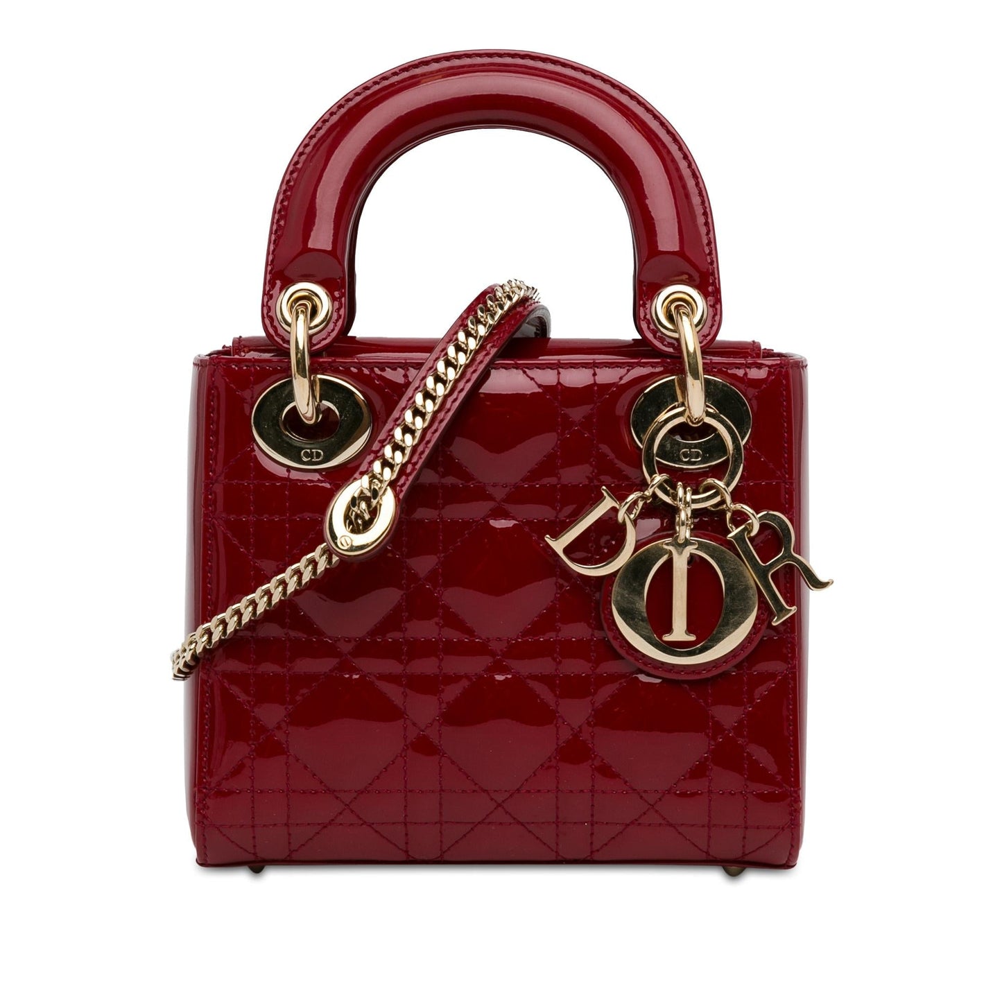 Dior Cannage Lady Shg Tnzilp Satchel Bag Patent Mini