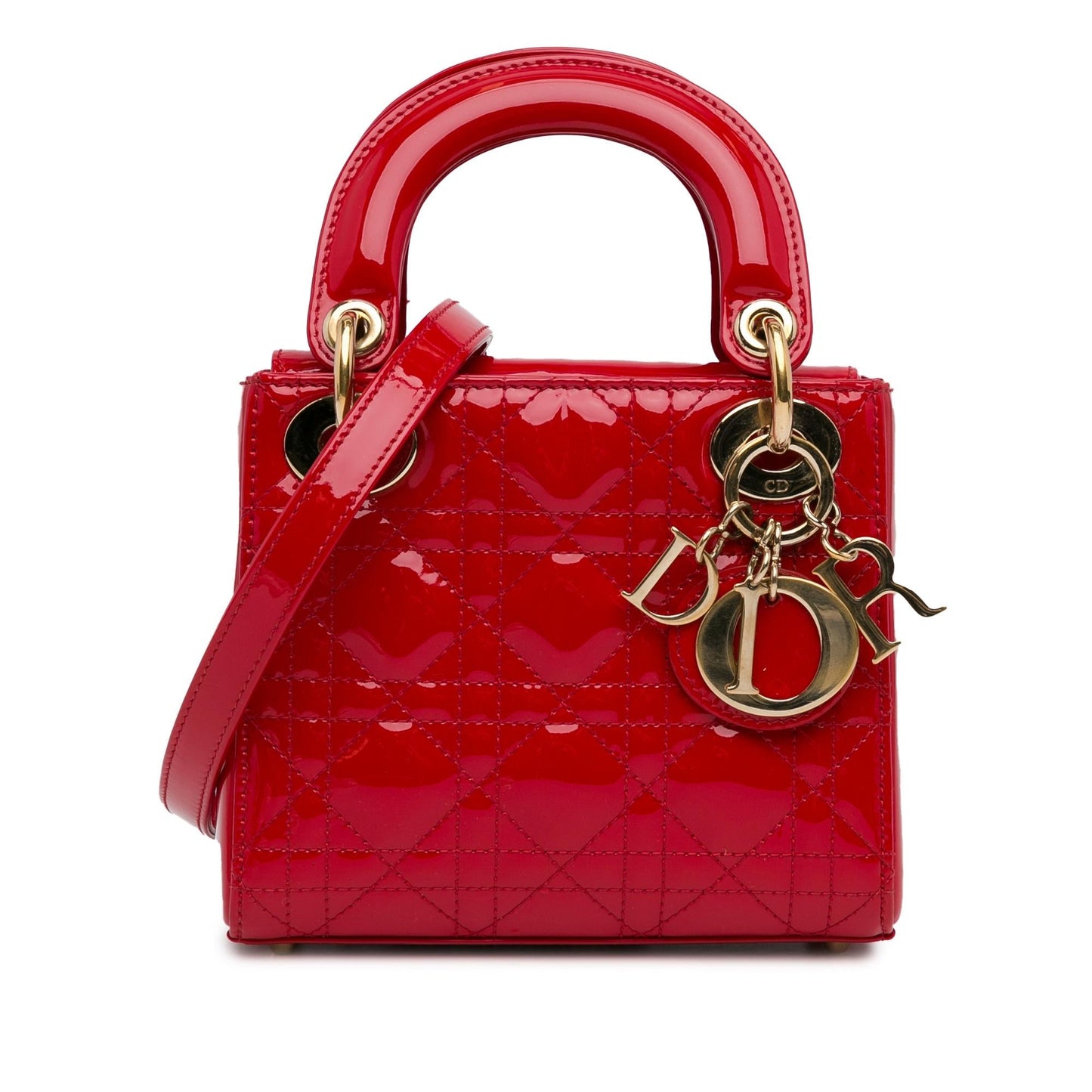 Dior Cannage Lady Shg Rcliul Satchel Bag Patent Mini