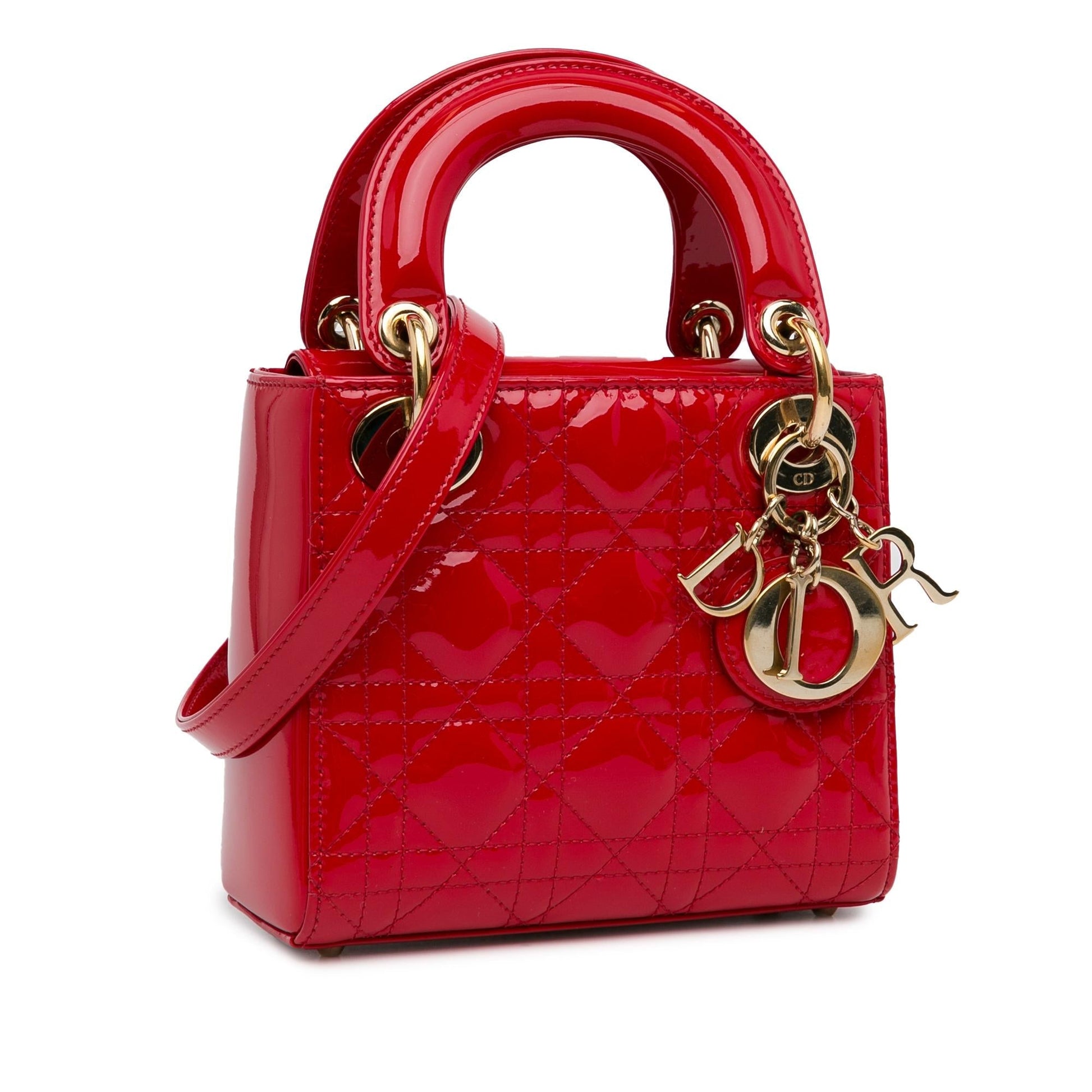 Dior Cannage Lady Shg Rcliul Satchel Bag Patent Mini