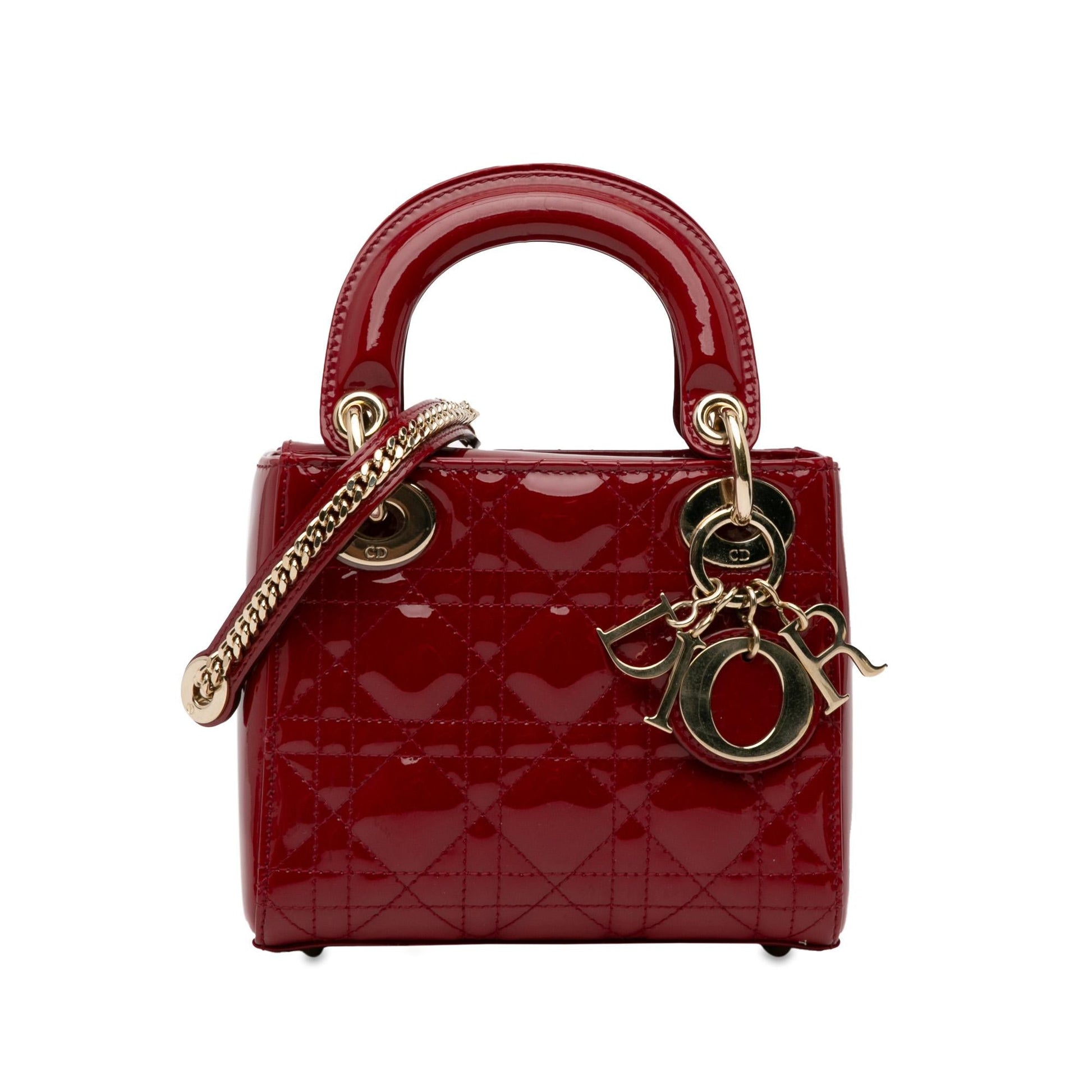 Dior Cannage Lady Shg Sdqinm Satchel Bag Patent Mini