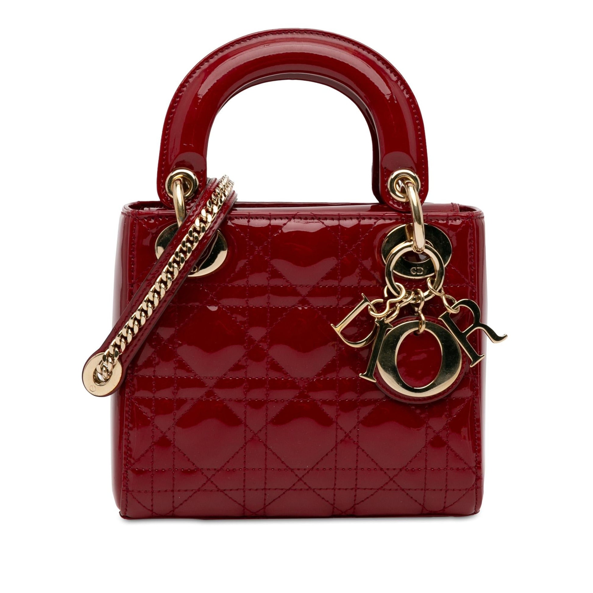 Dior Cannage Lady Shg Vbj1Up Satchel Bag Patent Mini