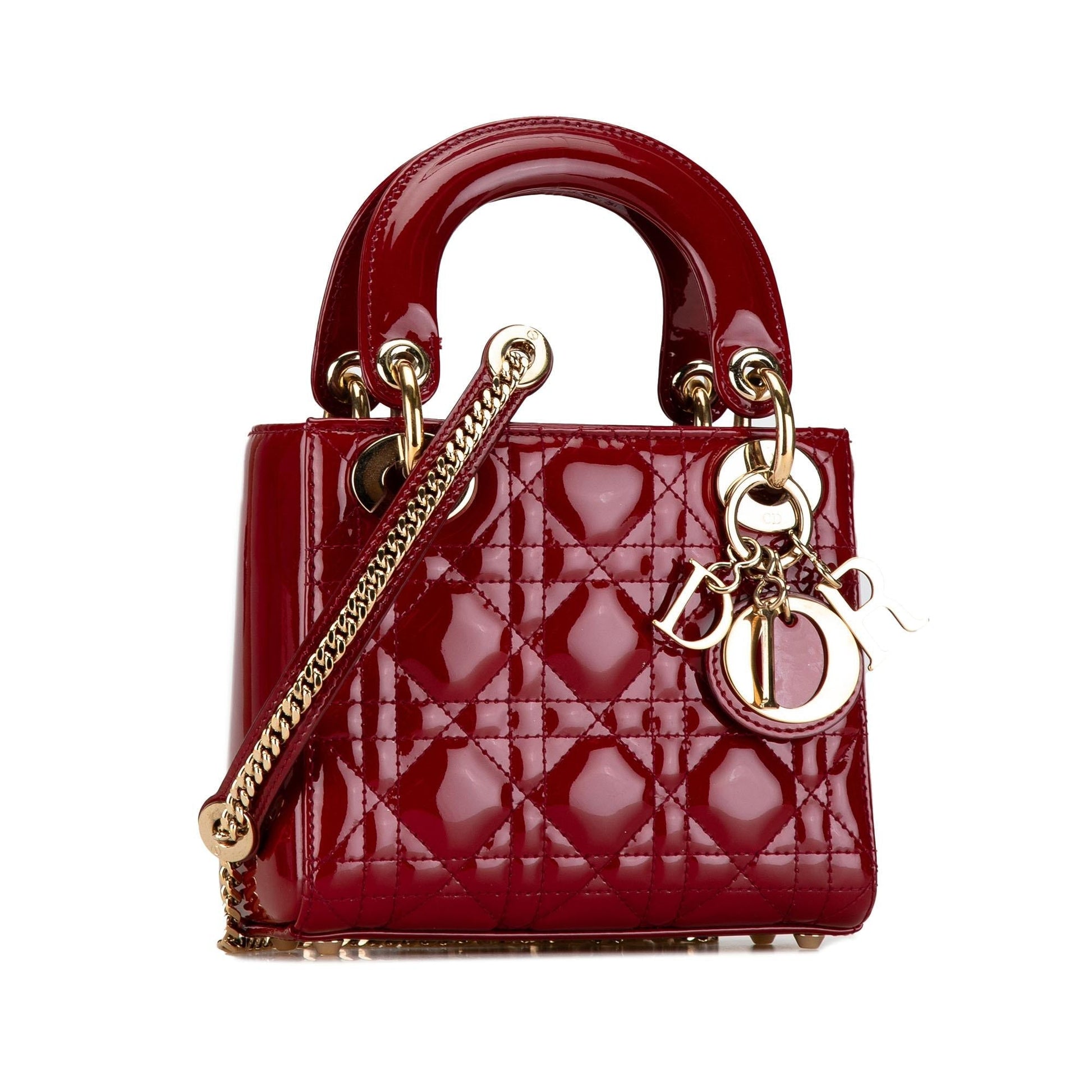 Dior Cannage Lady Shg Zlhybx Satchel Bag Patent Mini