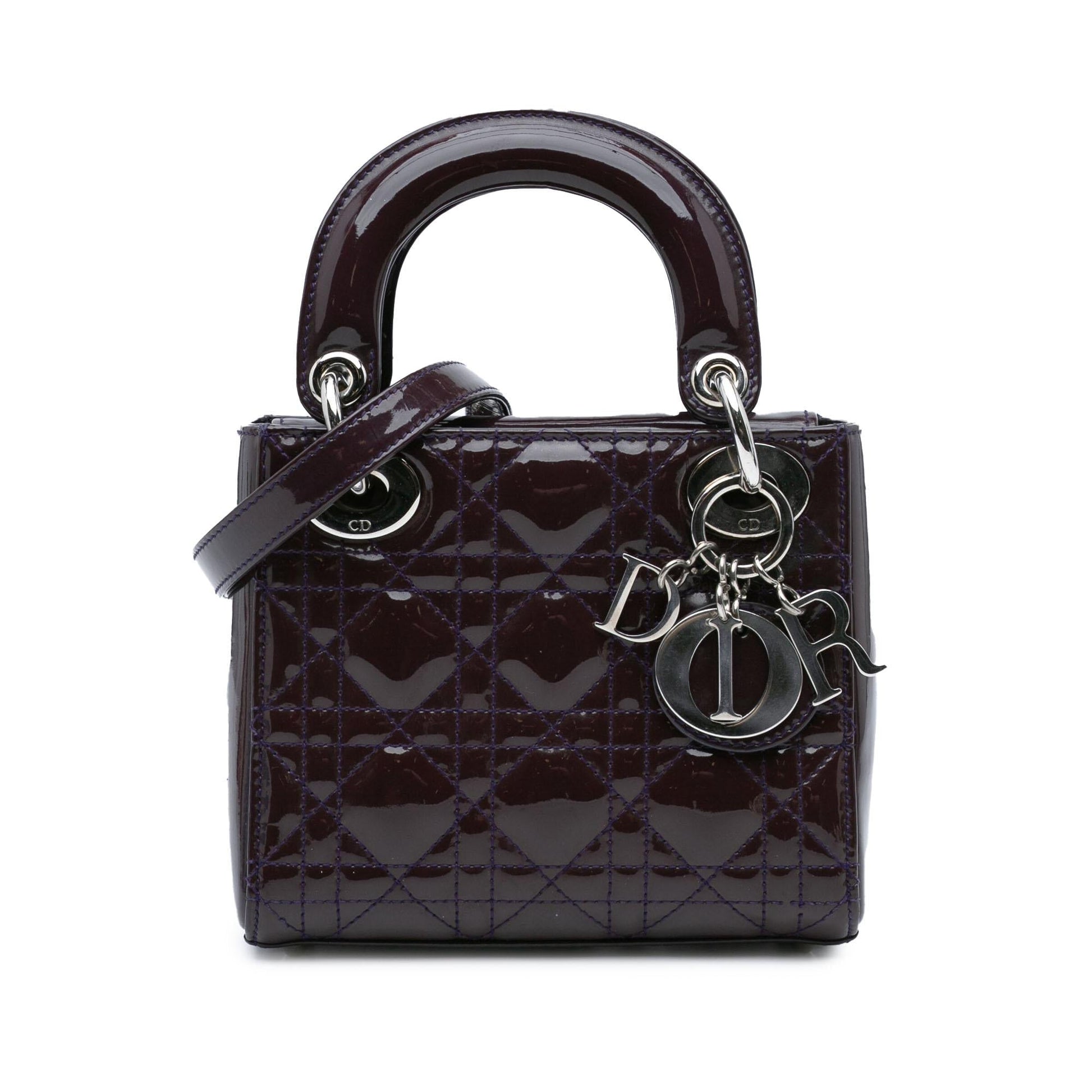Dior Cannage Lady Satchel Bag Patent Mini Lady Dior 4