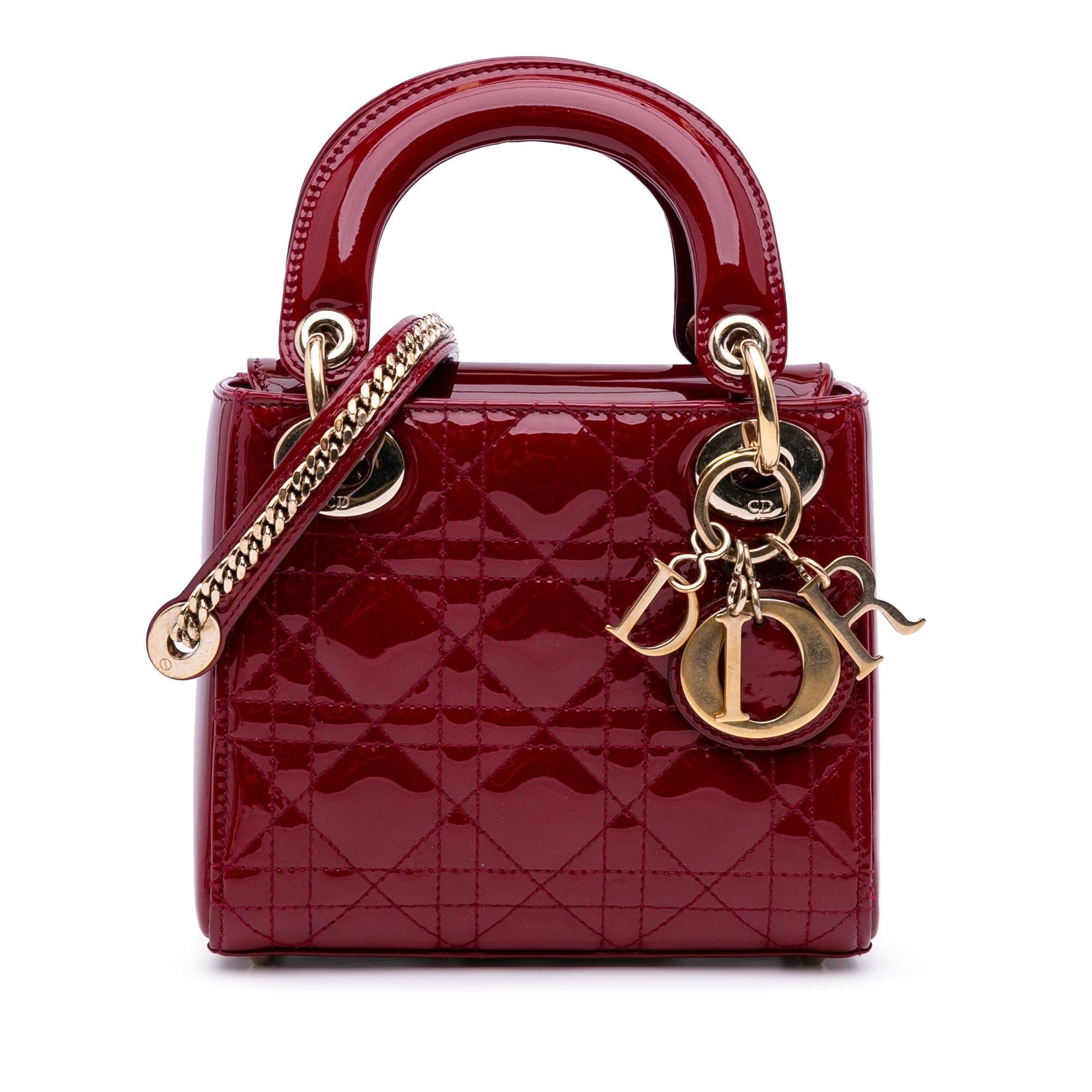 Dior Cannage Lady Satchel Bag Patent Mini Lady Dior 7