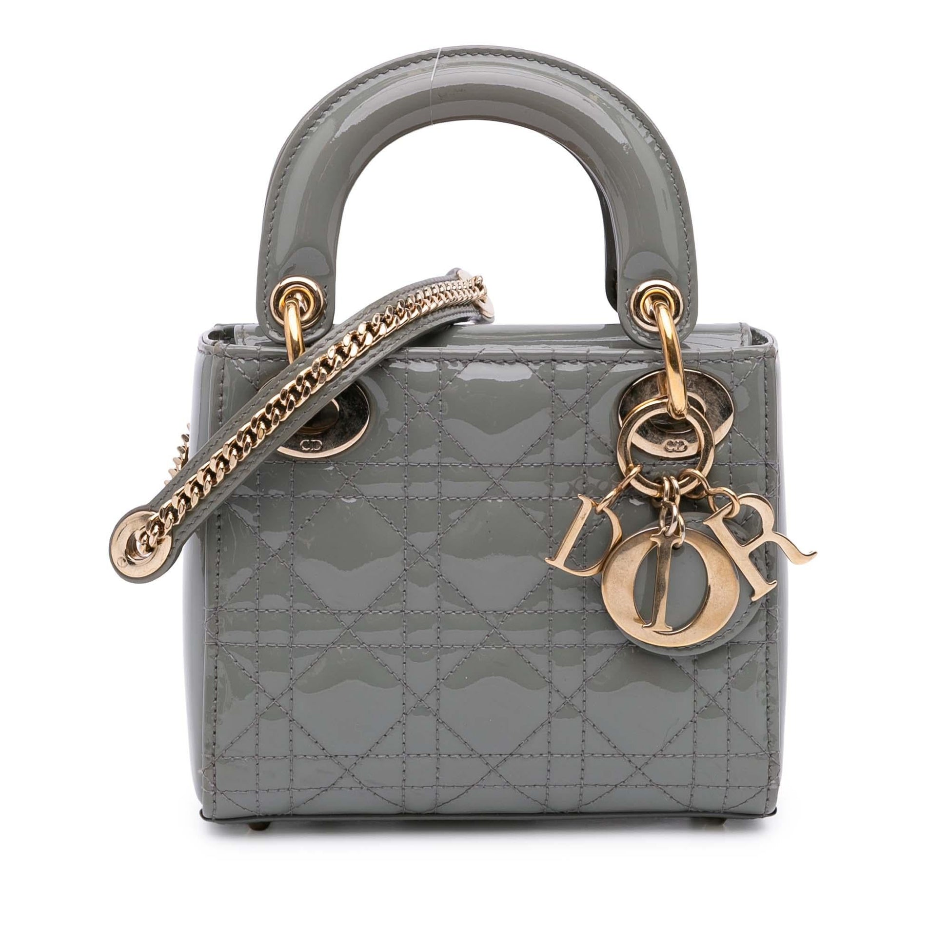 Dior Cannage Lady Satchel Bag Patent Mini Lady Dior 6