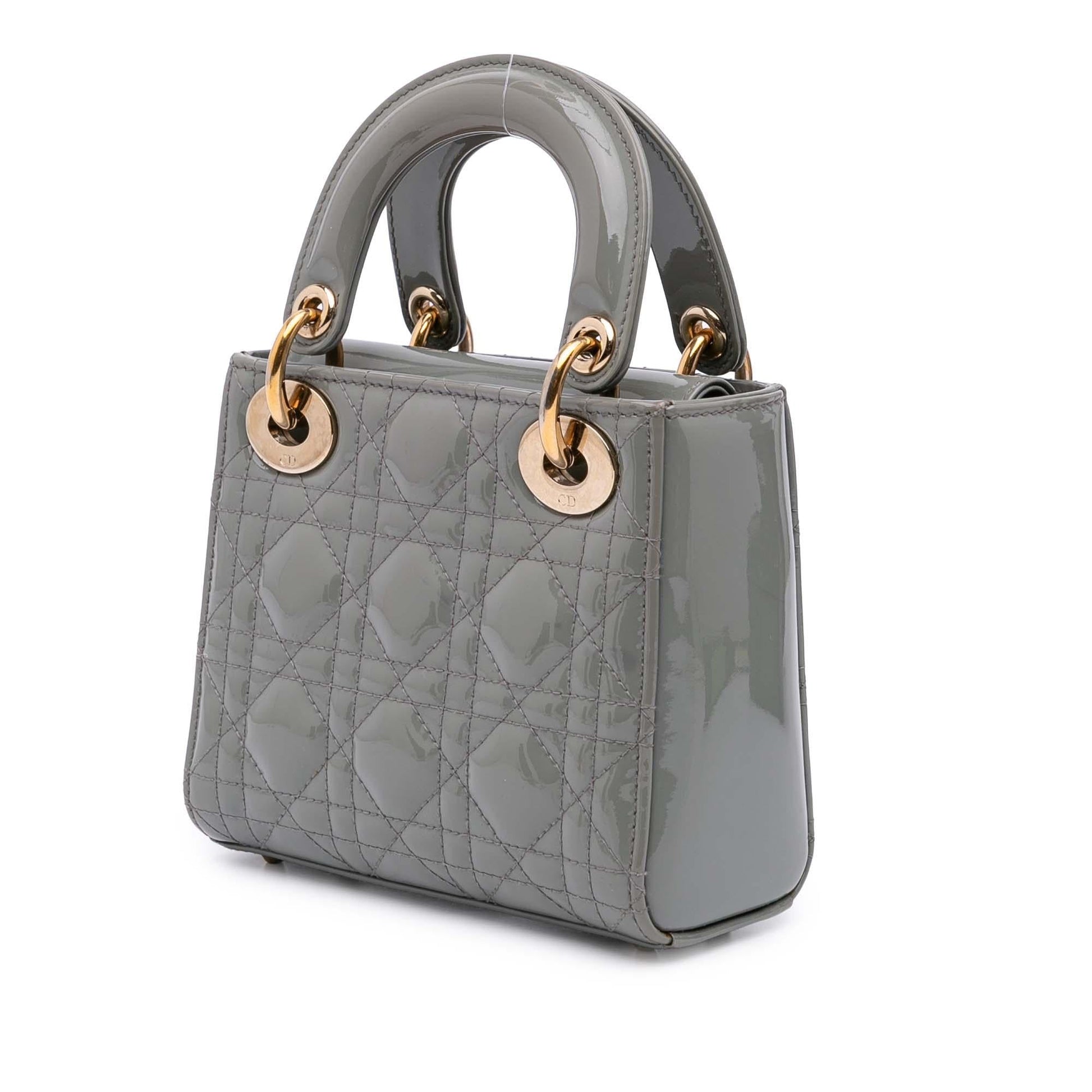 Dior Cannage Lady Satchel Bag Patent Mini Lady Dior 6
