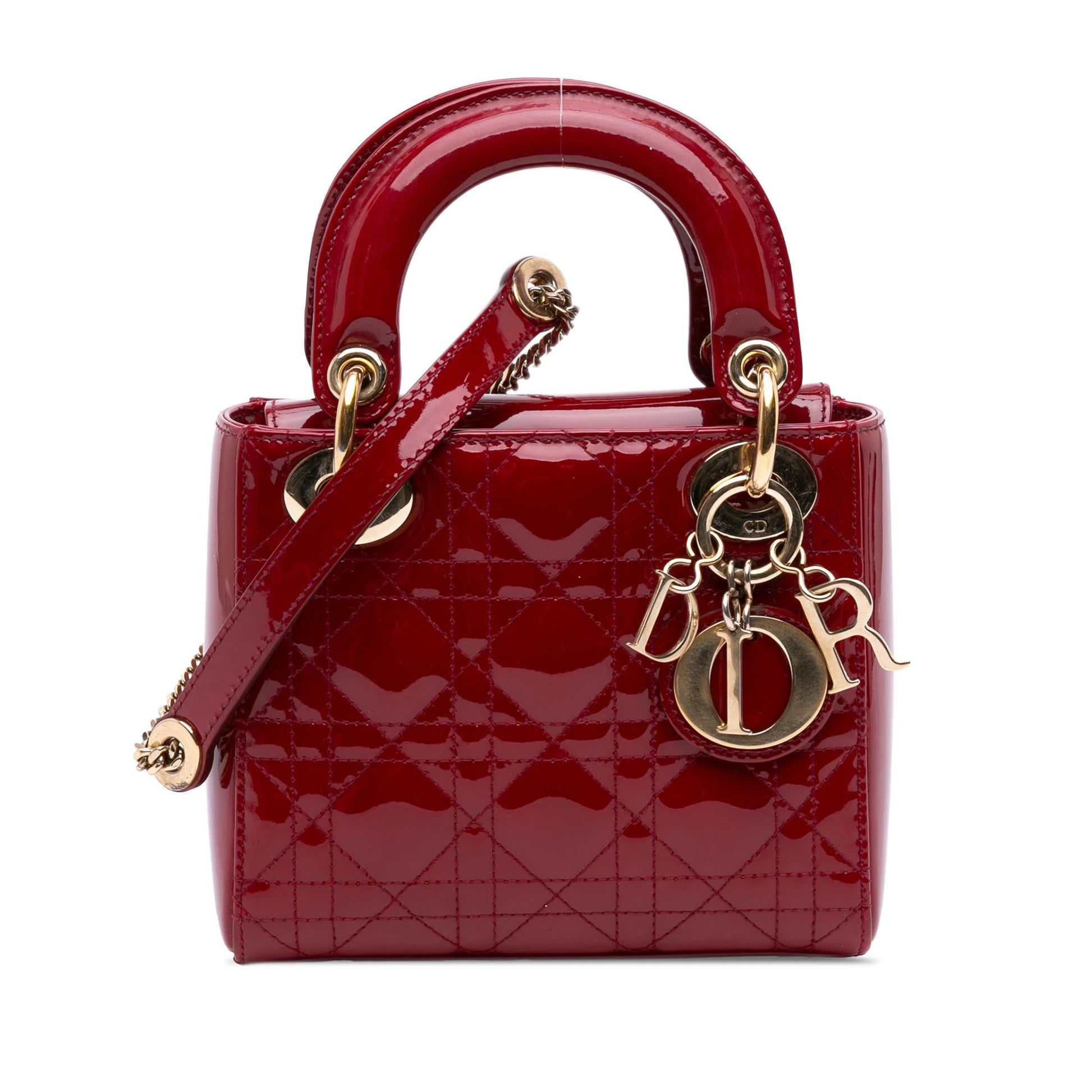 Dior Cannage Lady Satchel Bag Patent Mini Lady Dior 9