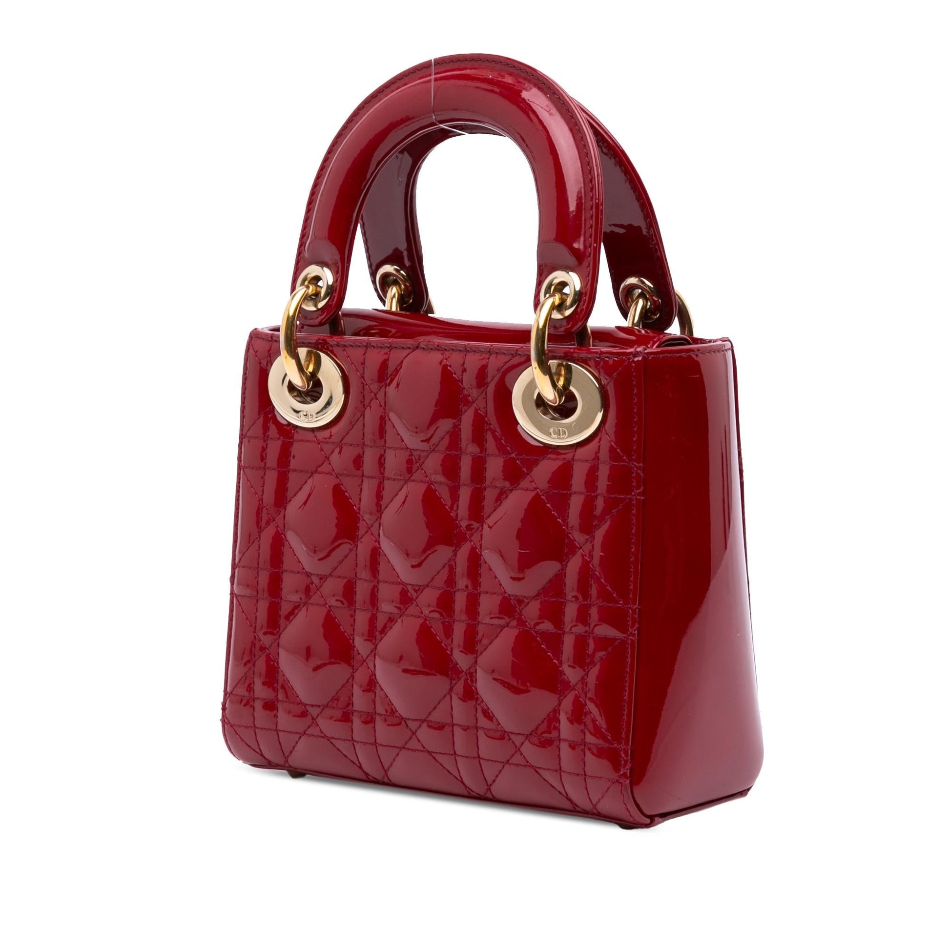 Dior Cannage Lady Satchel Bag Patent Mini Lady Dior 9