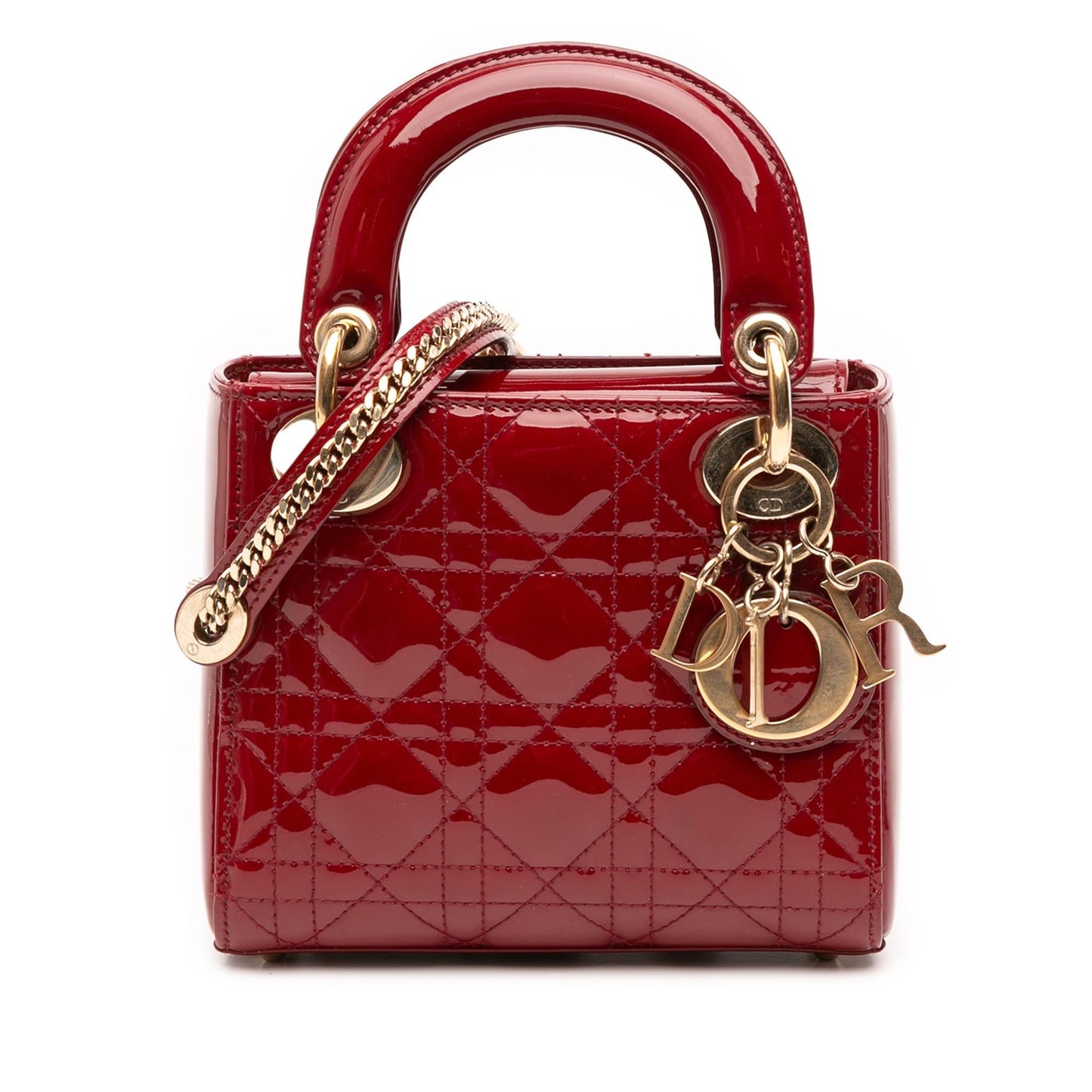 Dior Cannage Lady Satchel Bag Patent Mini Lady Dior 11