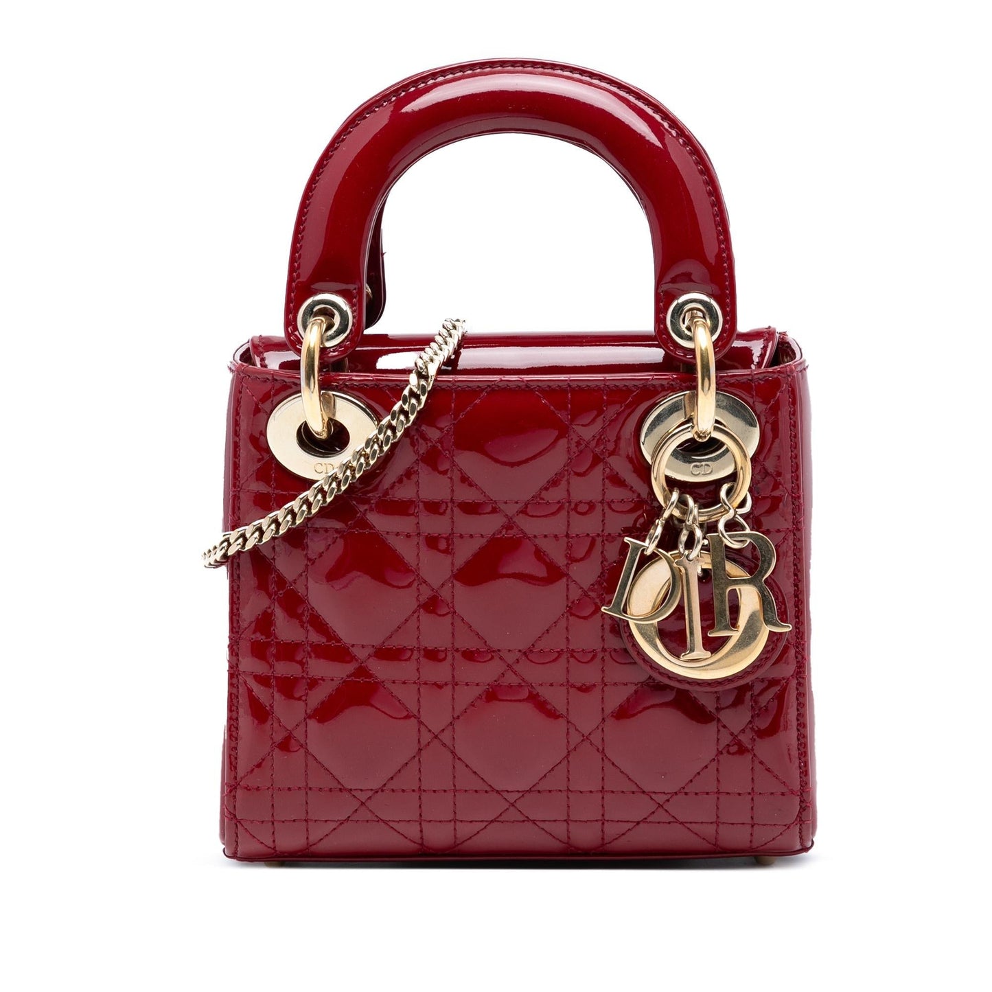 Dior Cannage Lady Satchel Bag Patent Mini Lady Dior 13