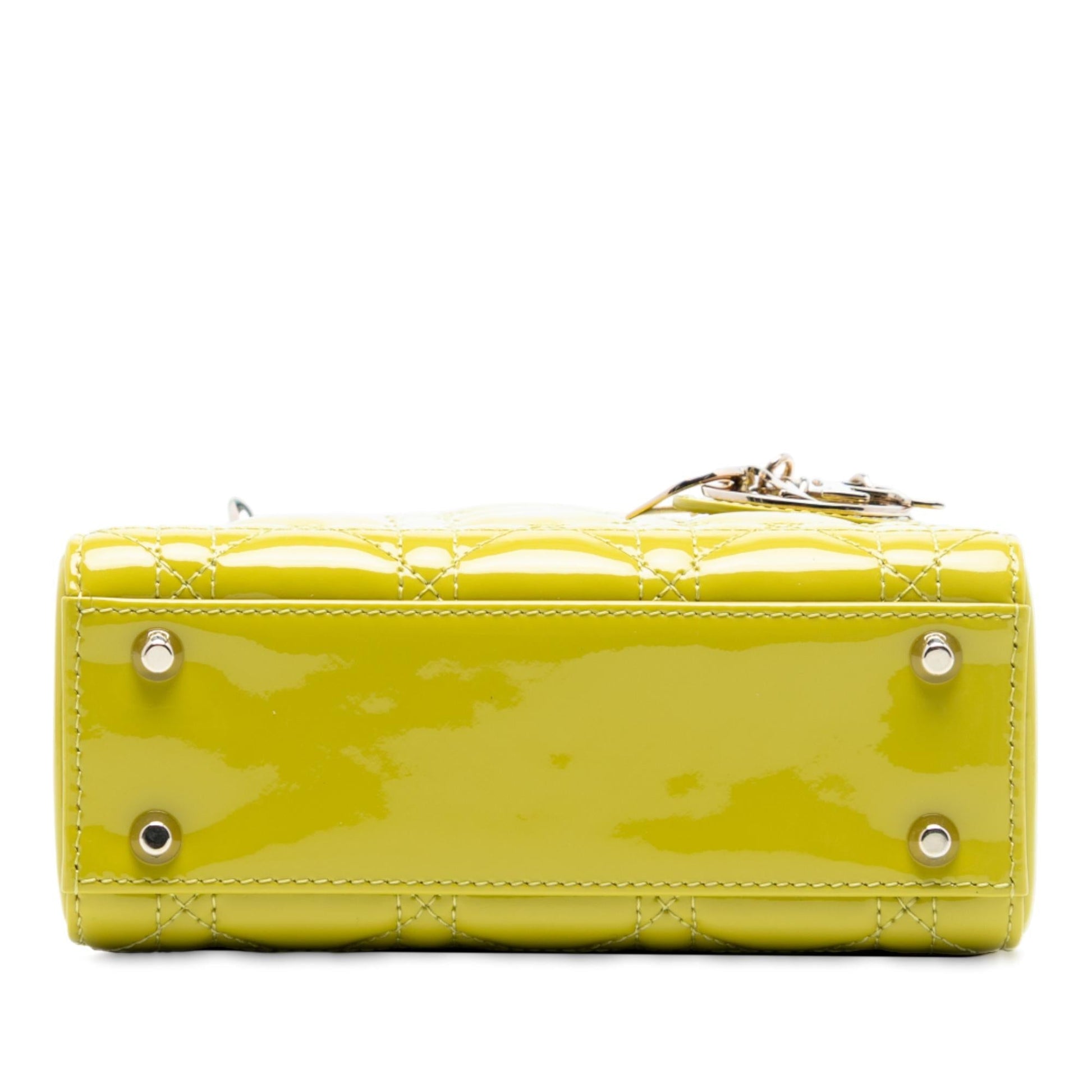 Dior Cannage Lady Satchel Bag Patent Mini Lady Dior 14