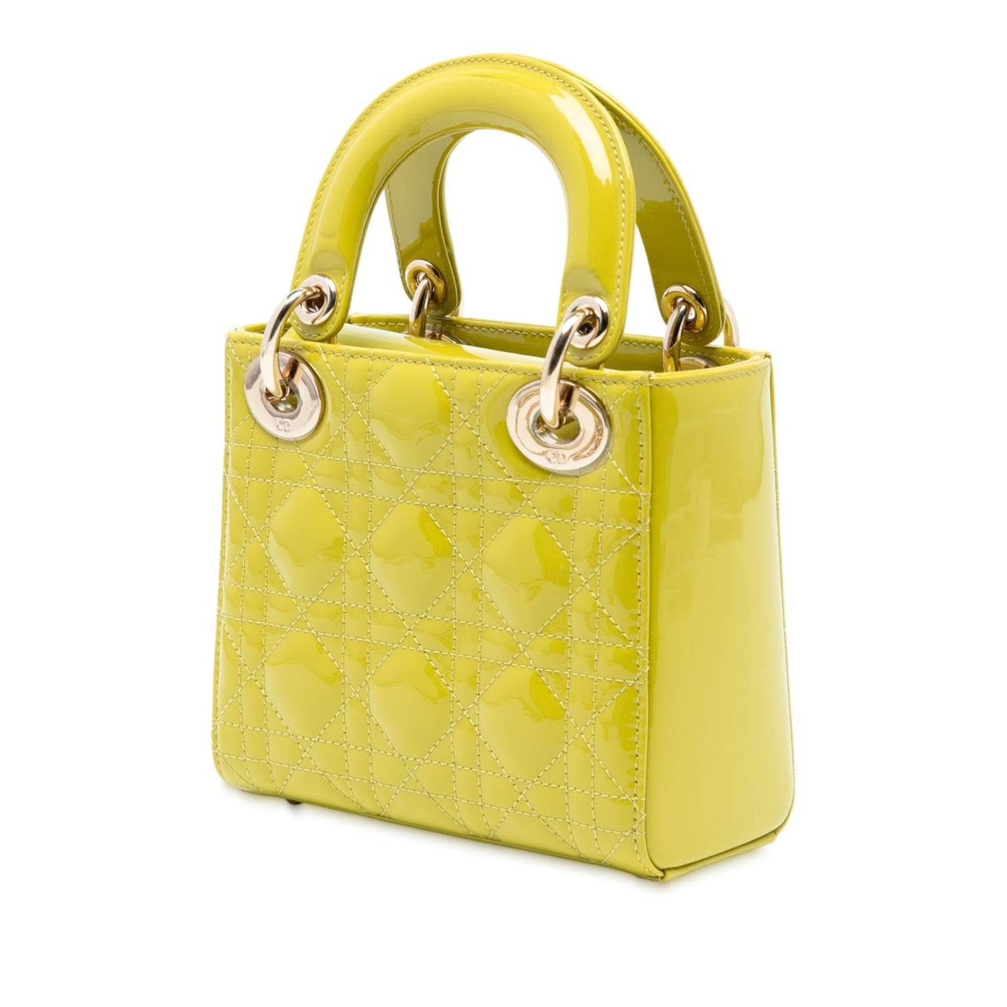 Dior Cannage Lady Satchel Bag Patent Mini Lady Dior 14