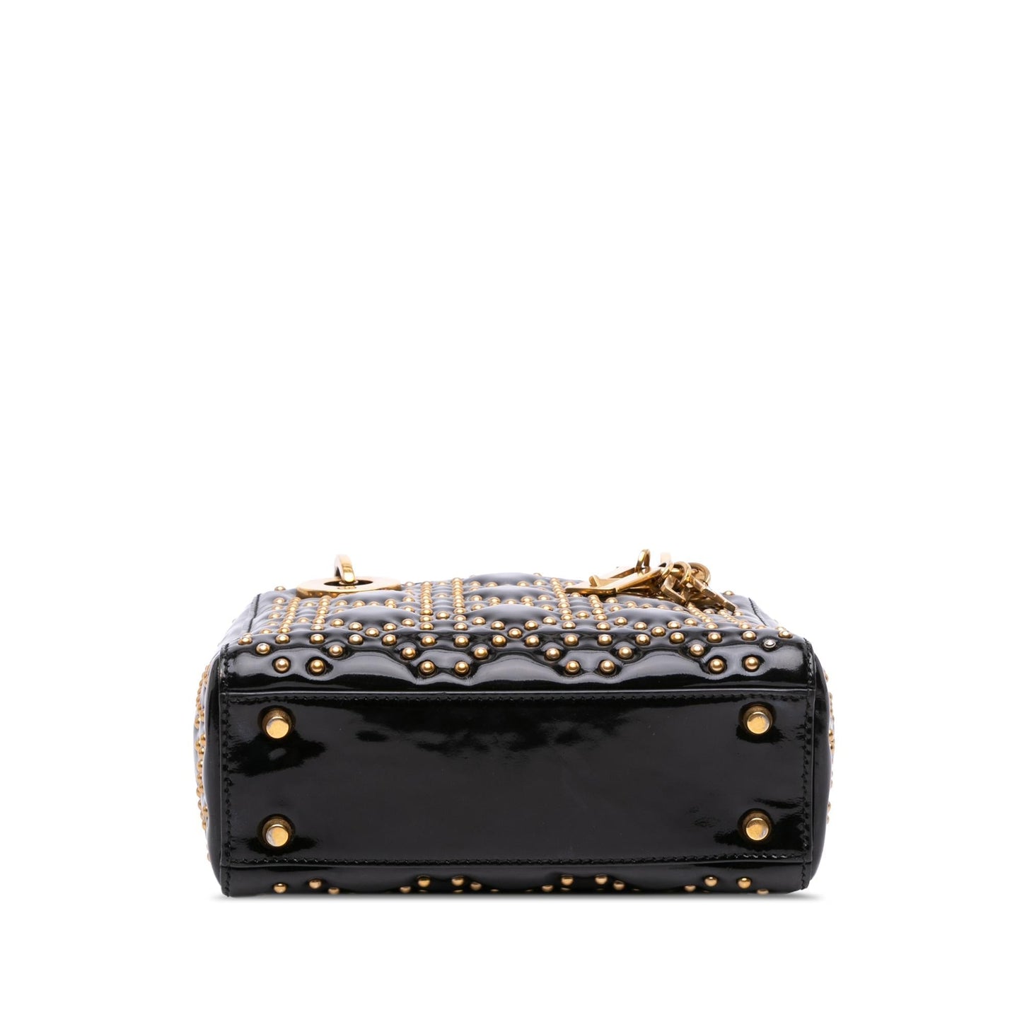 Dior Cannage Studded Supple Lady Satchel Bag Patent Mini