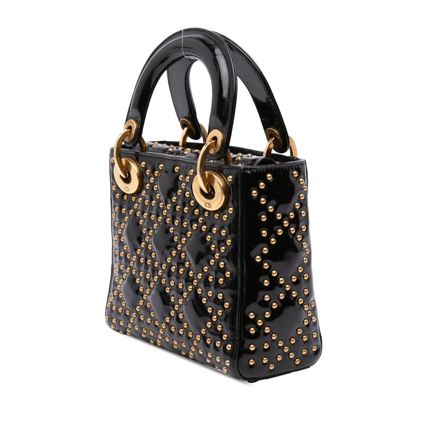 Dior Cannage Studded Supple Lady Satchel Bag Patent Mini