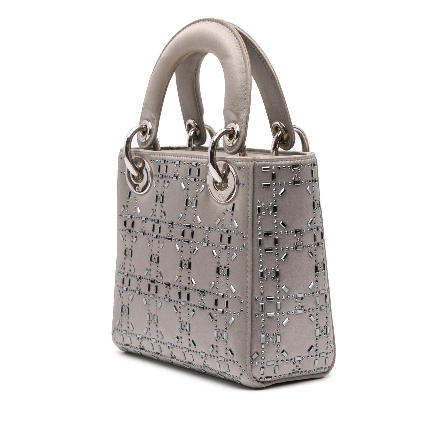 Dior Cannage Crystal Lady Satchel Bag Satin Mini